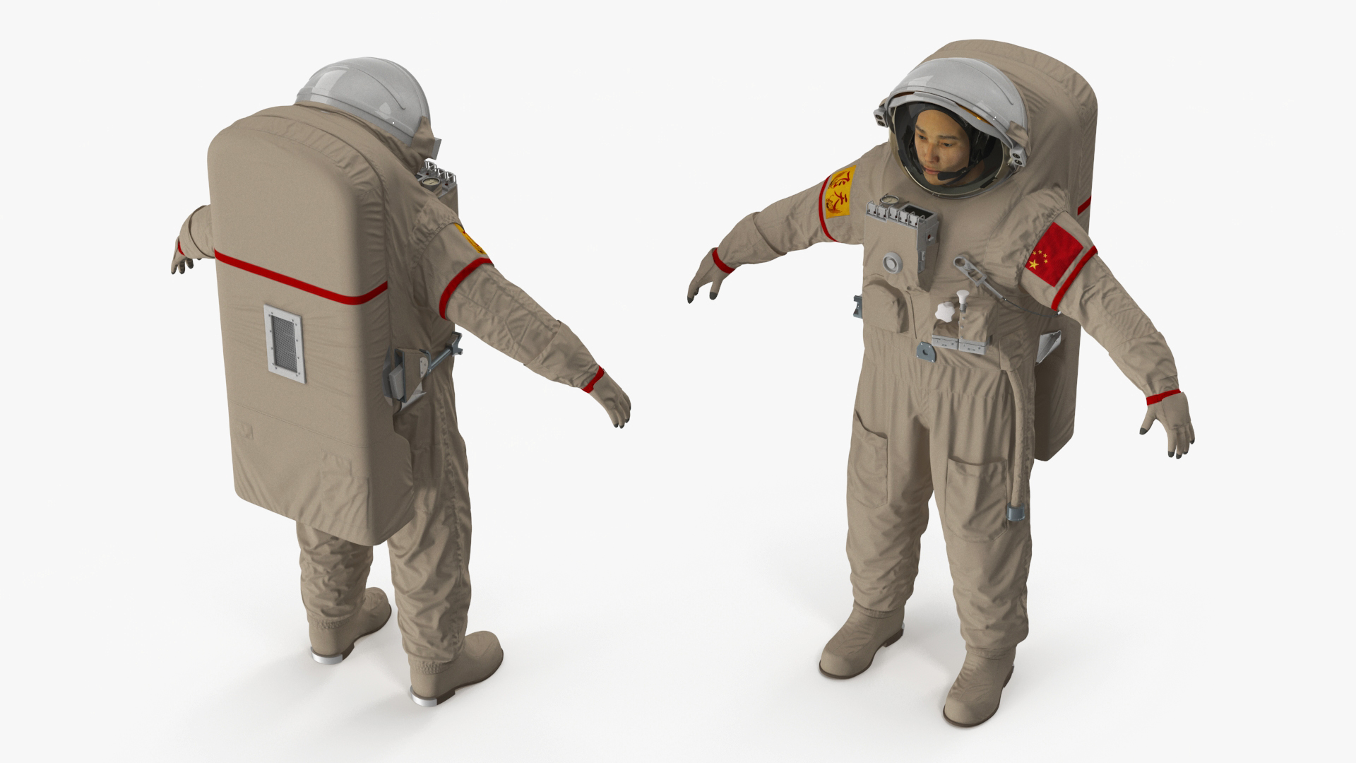 Astronaut Wearing Feitian Space Suit Rigged for Cinema 4D 3D