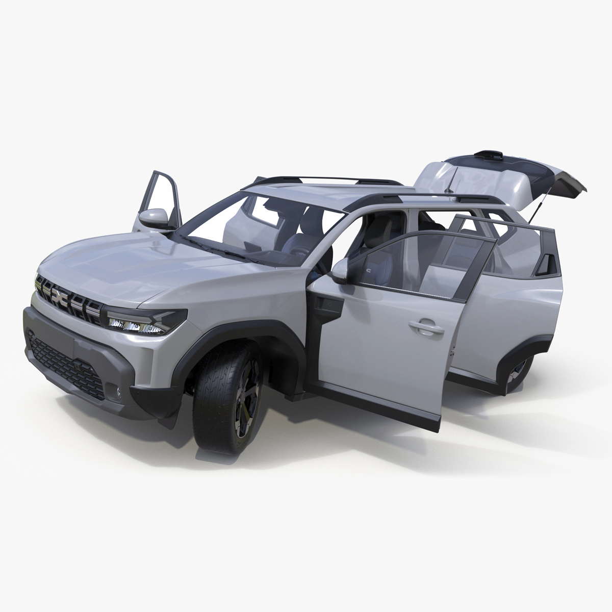 Dacia Duster 2024 Crossover White Rigged for Cinema 4D 3D model