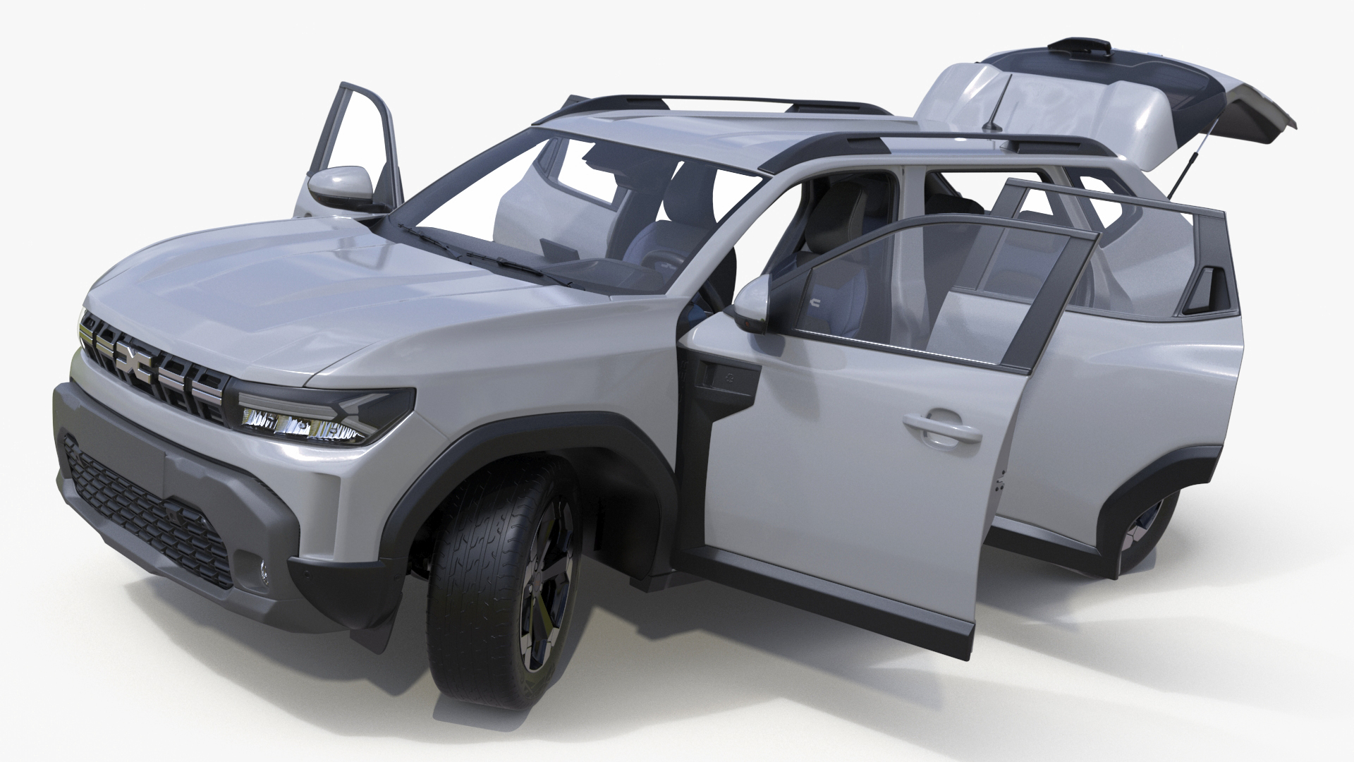 Dacia Duster 2024 Crossover White Rigged for Cinema 4D 3D model