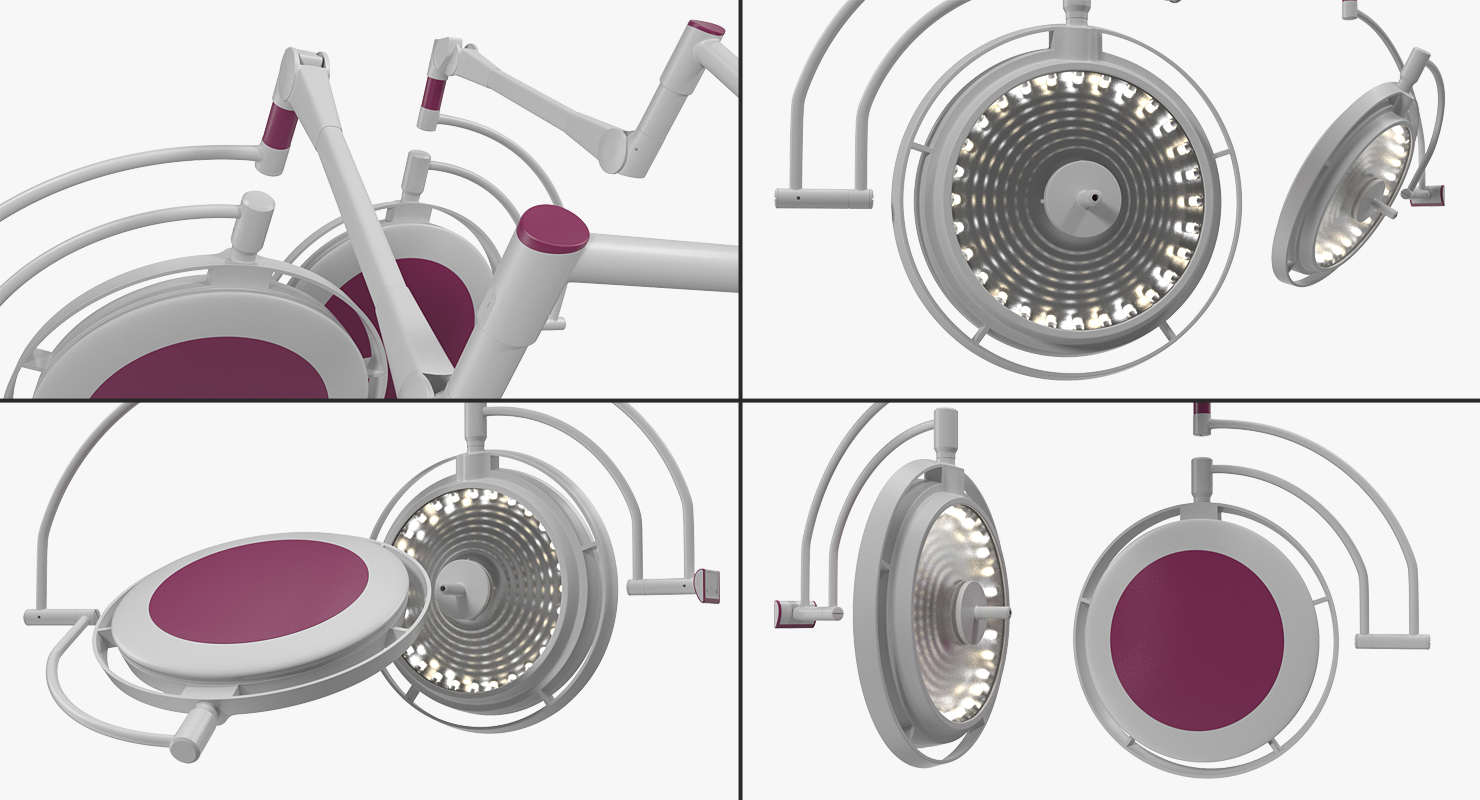 3D Ceiling Mount Modular Surgical Lighting System Rigged model