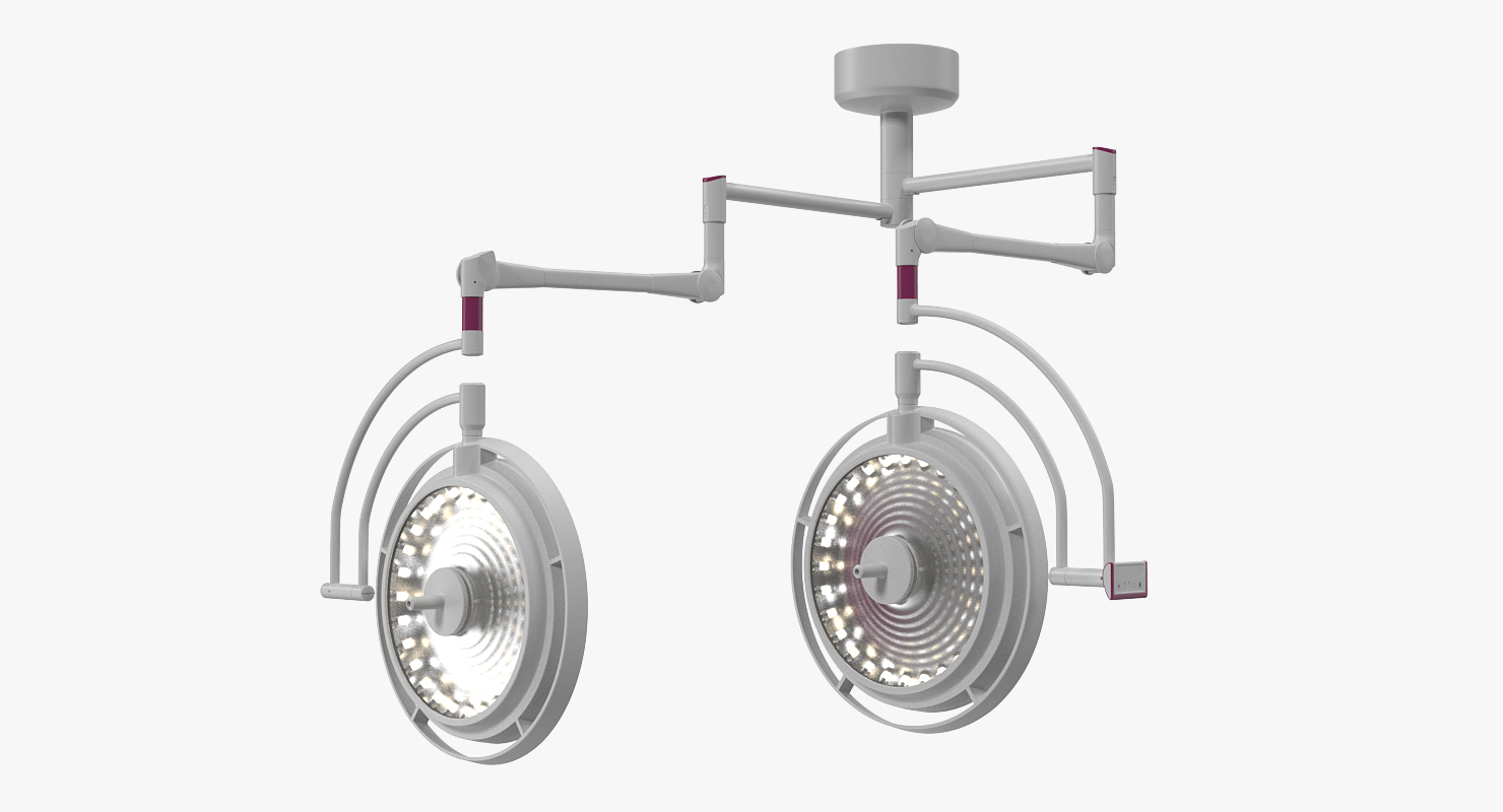 3D Ceiling Mount Modular Surgical Lighting System Rigged model