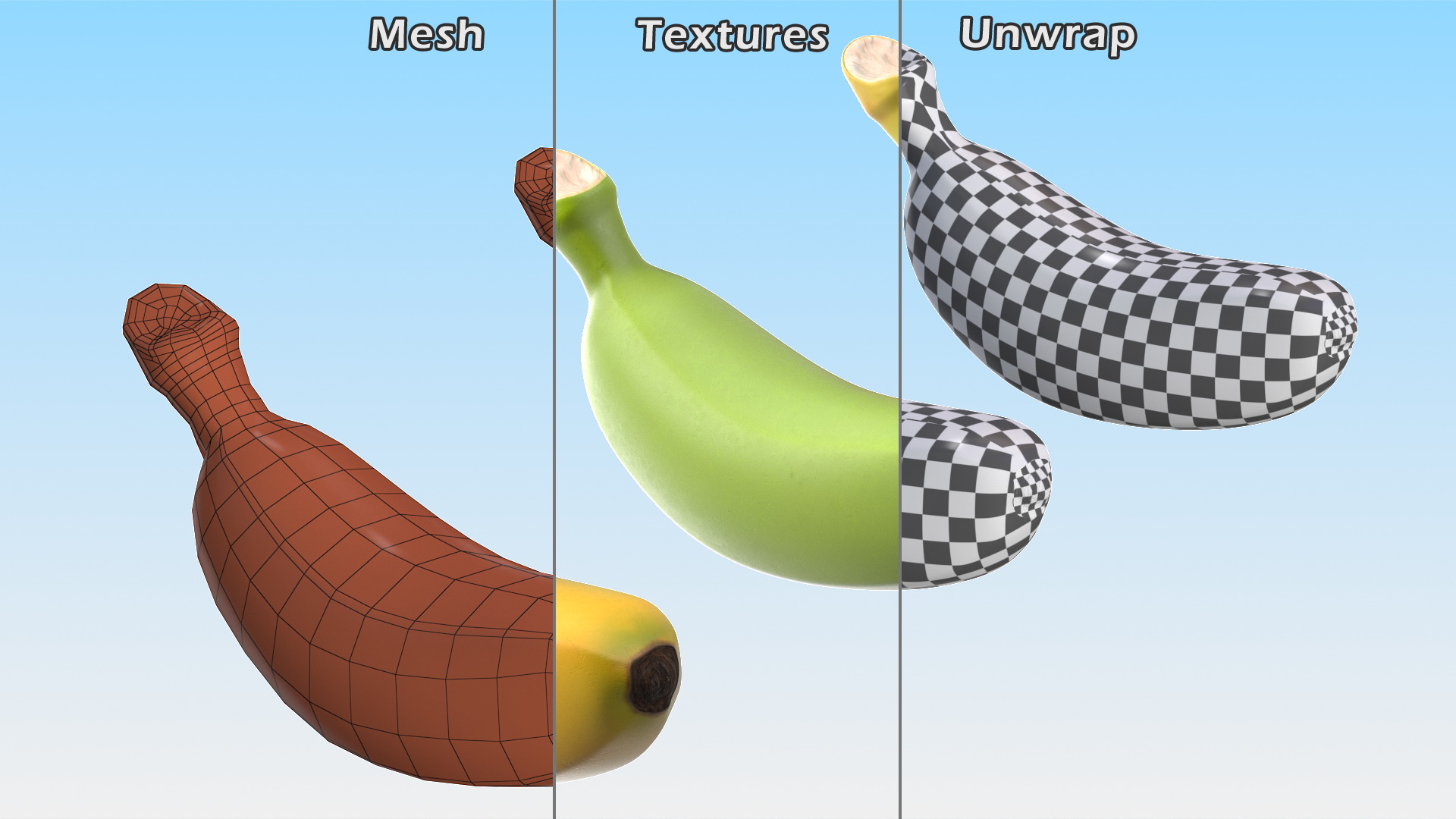 3D model Ripe Baby Banana Set