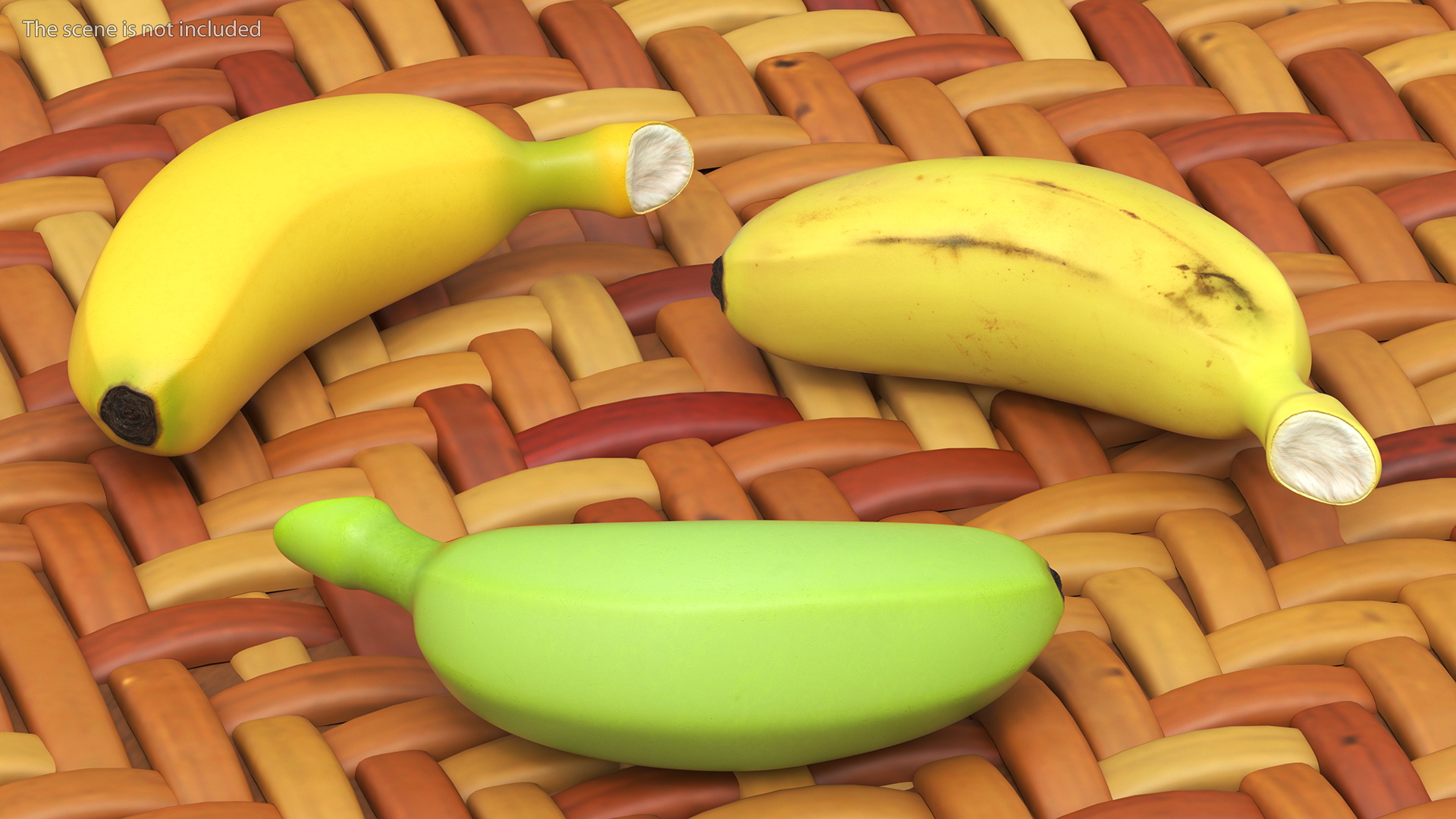 3D model Ripe Baby Banana Set