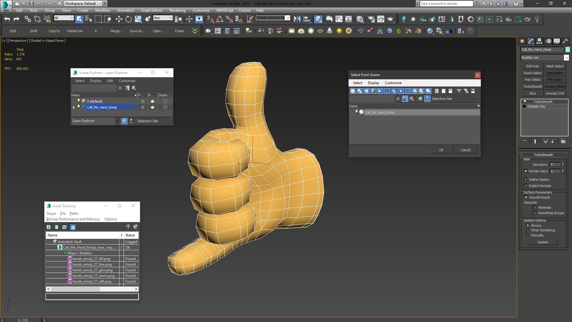 3D Call Me Hand Emoji model