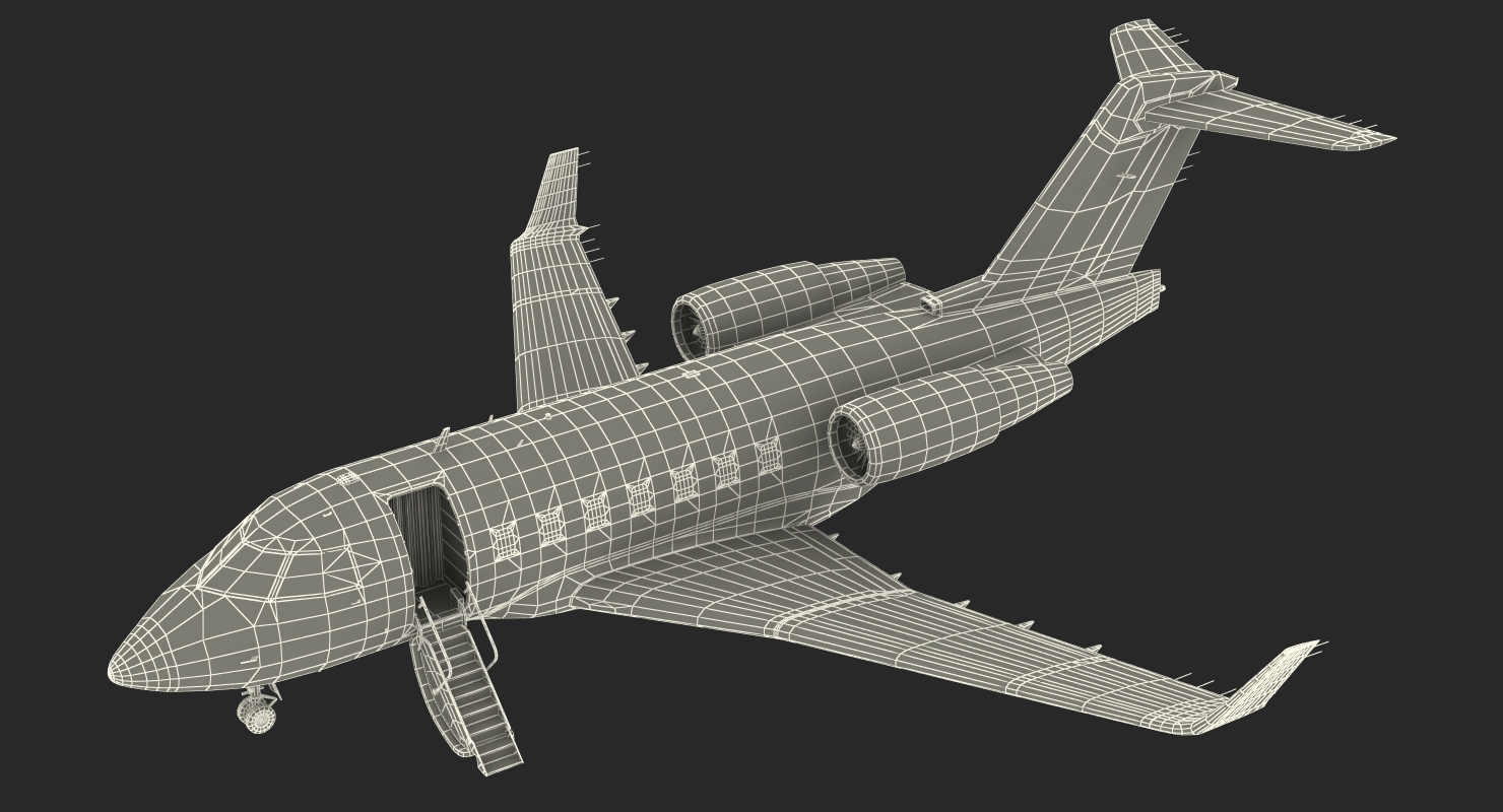 3D model Bombardier Challenger 604 Business Jet Generic 2 Rigged