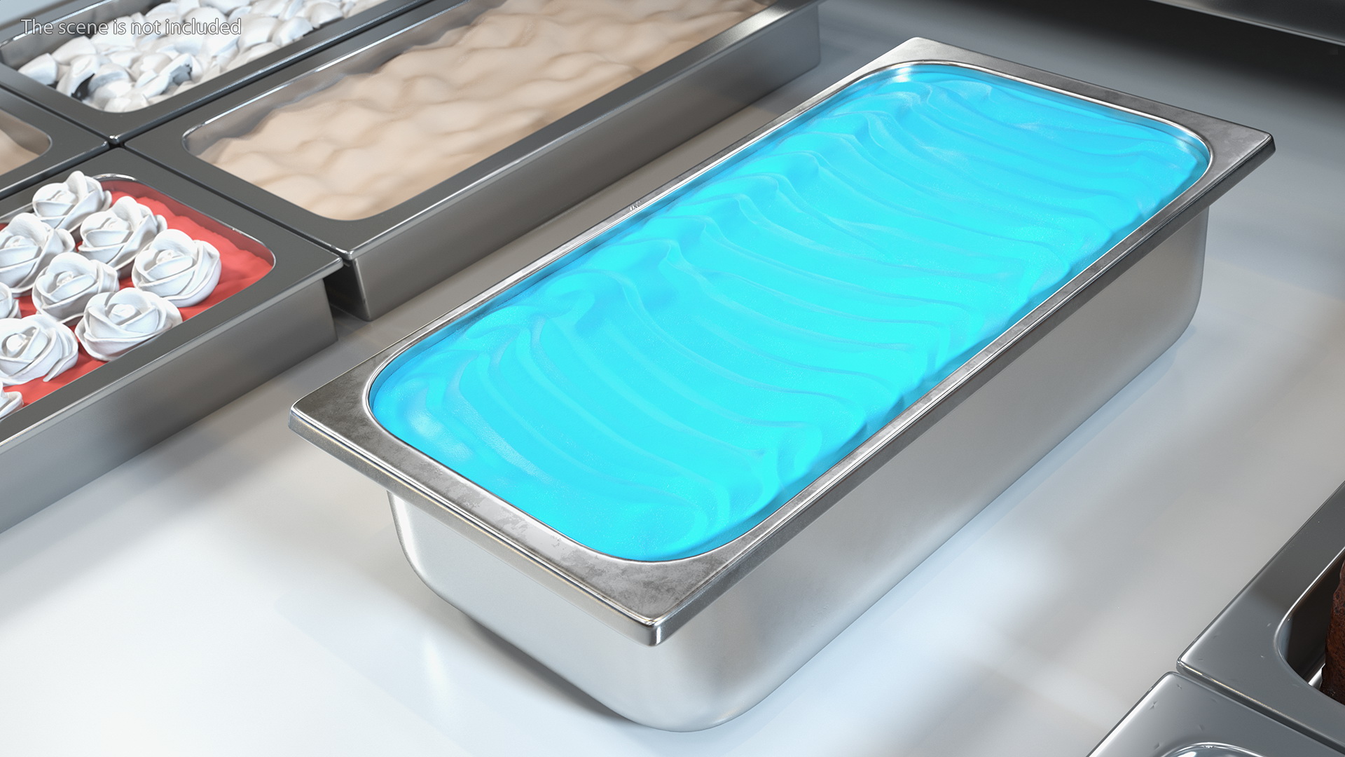 Blue Ice Cream Tray Untouched Surface 3D