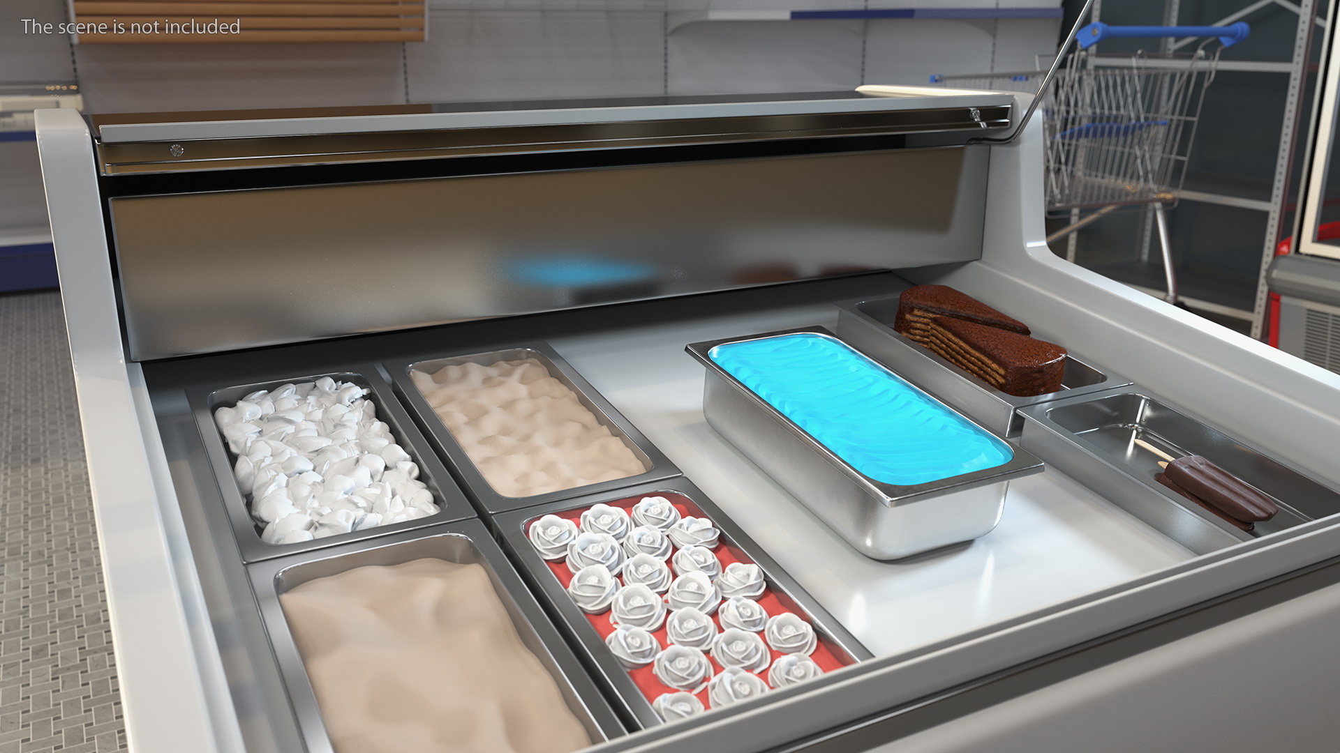 Blue Ice Cream Tray Untouched Surface 3D