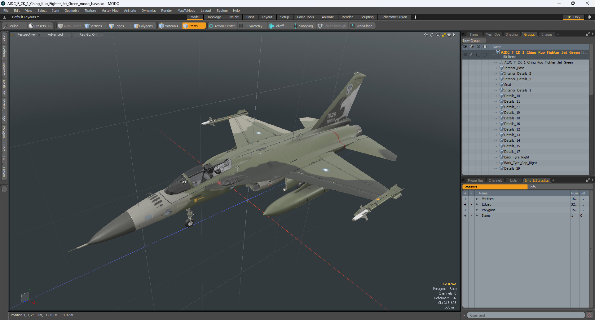 AIDC F-CK-1 Ching-Kuo Fighter Jet Green 3D model