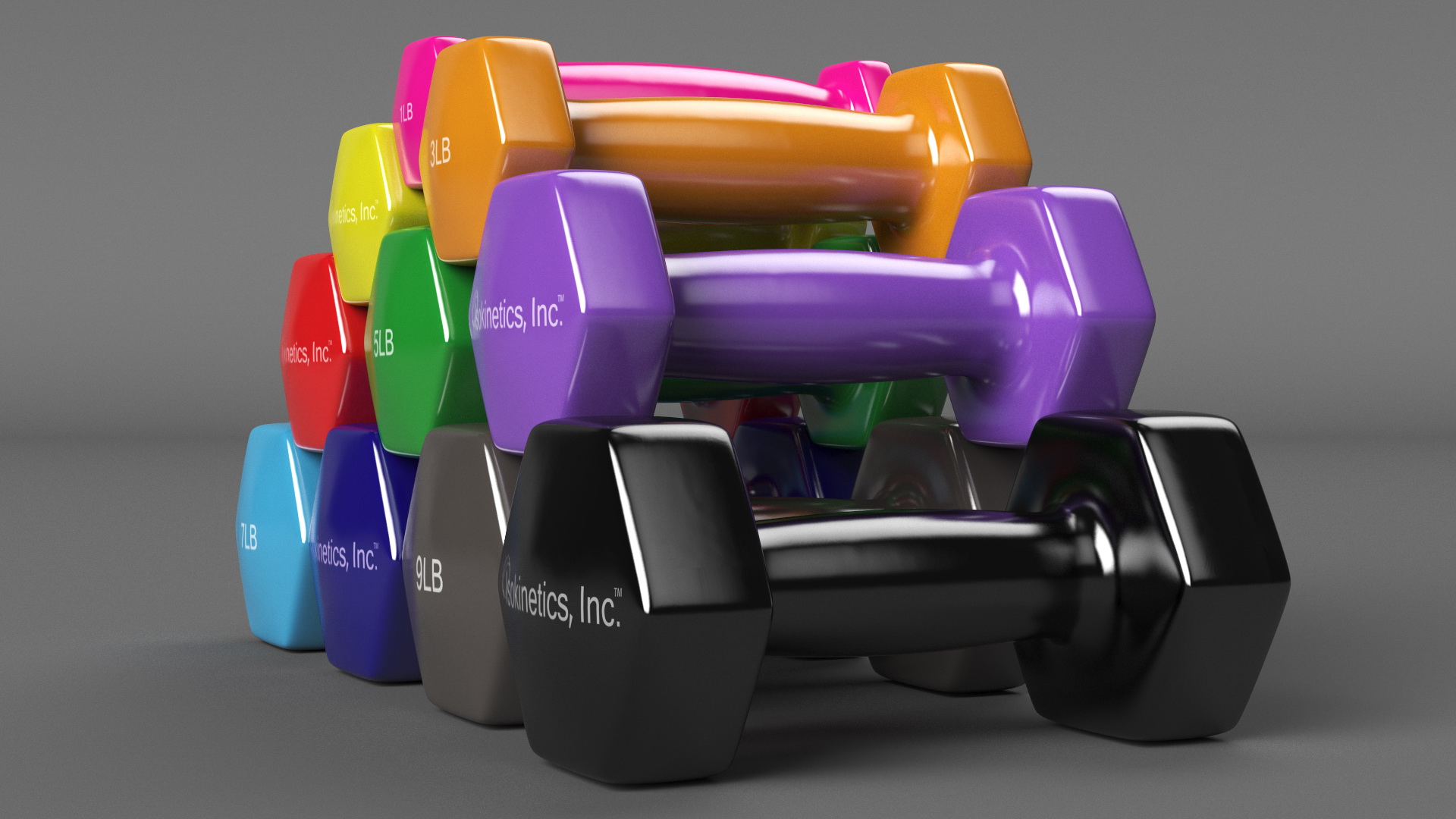 3D Vinyl Dumbbell Set model