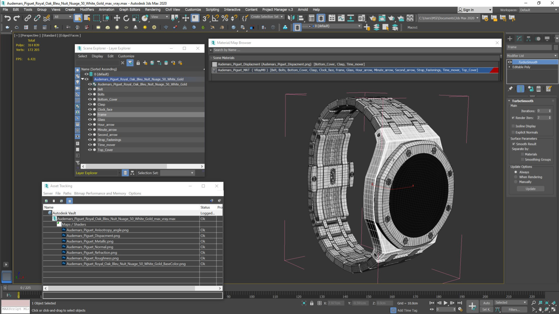 3D model Audemars Piguet Royal Oak Bleu Nuit Nuage 50 White Gold