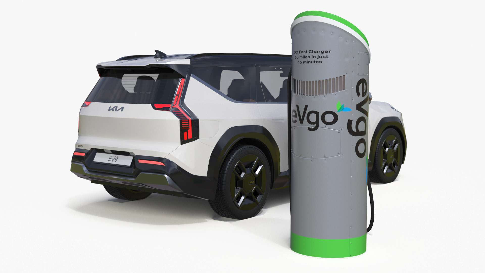 KIA EV9 SUV at Electric Car Charging Station 3D model