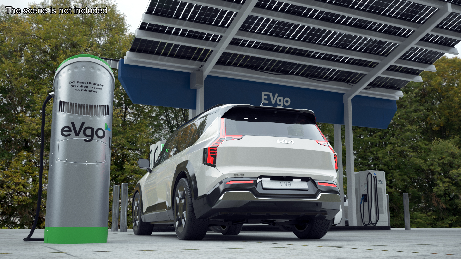 KIA EV9 SUV at Electric Car Charging Station 3D model