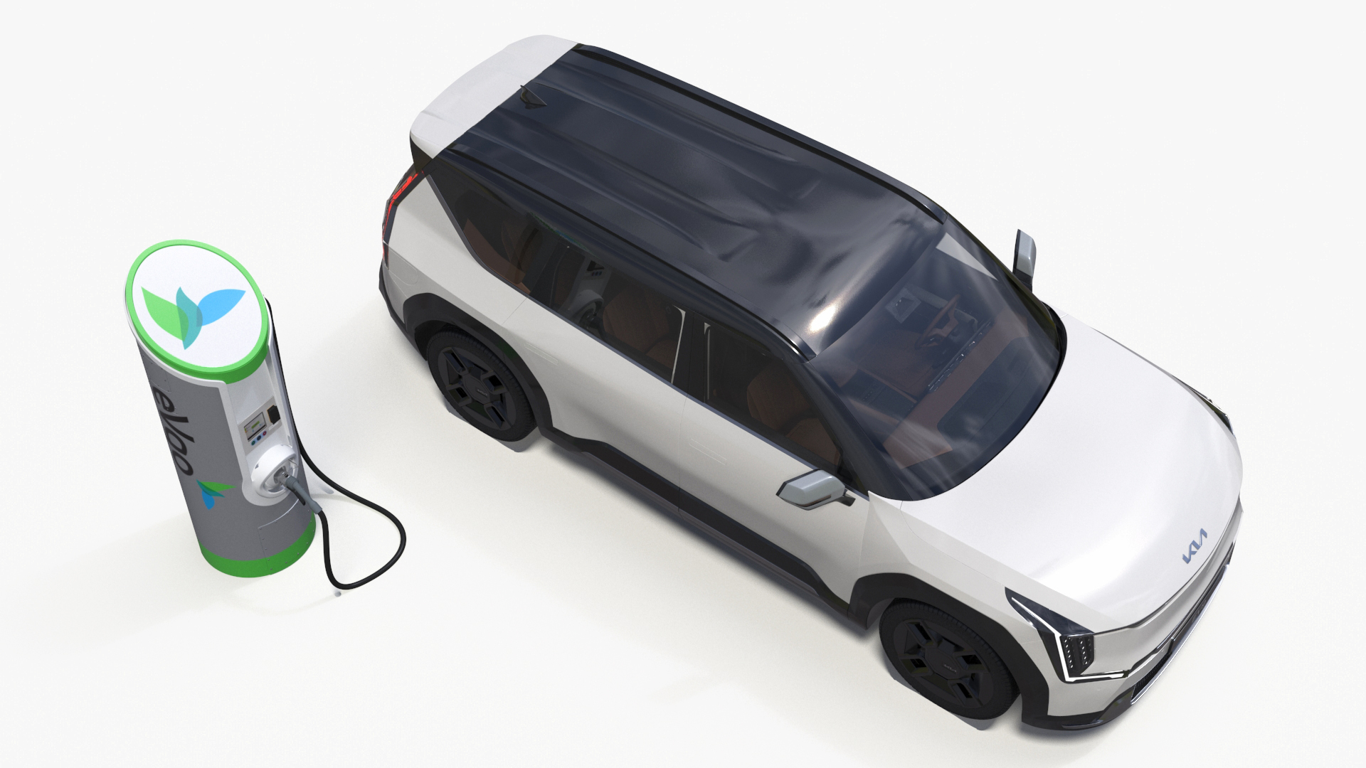 KIA EV9 SUV at Electric Car Charging Station 3D model