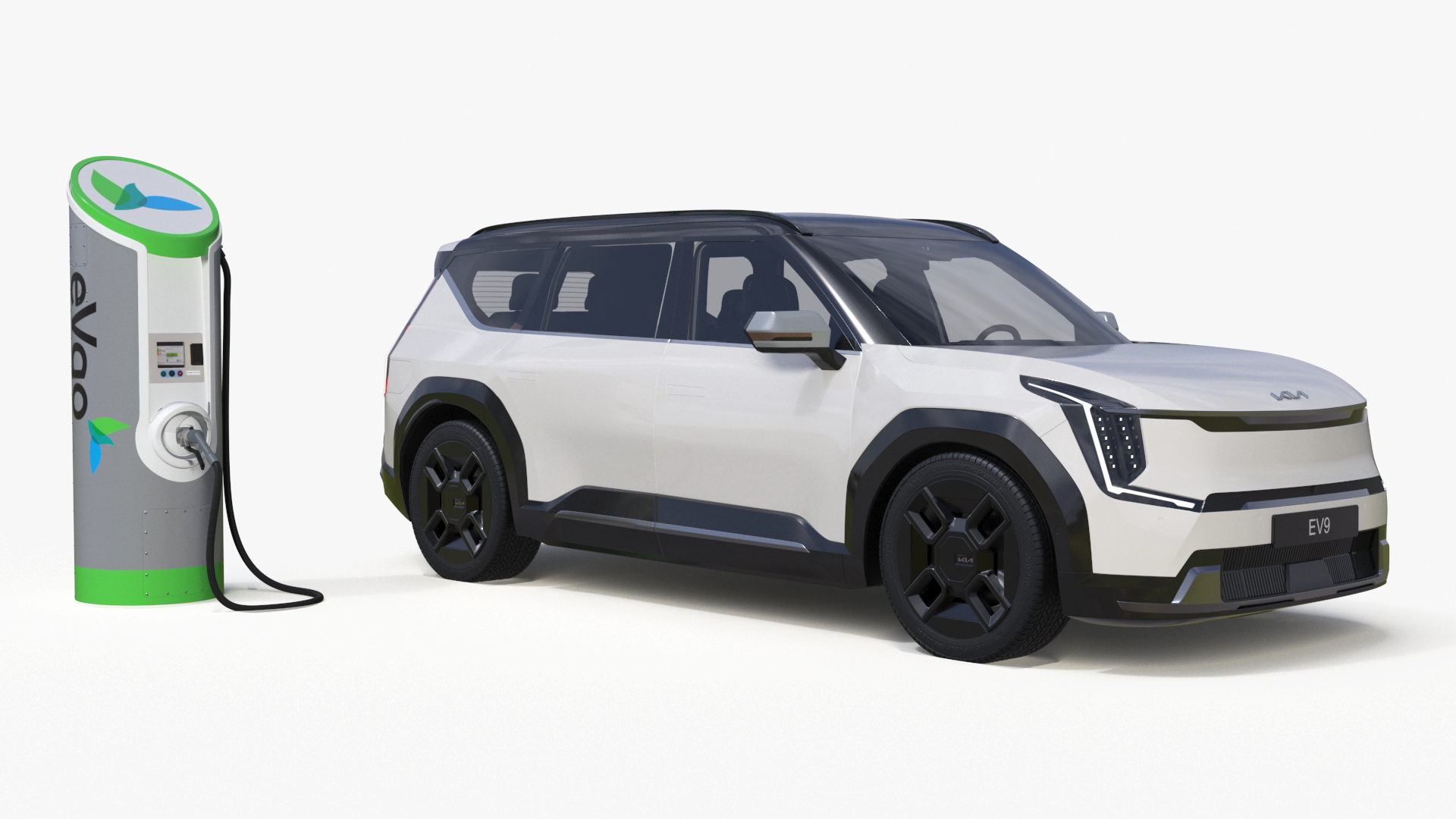 KIA EV9 SUV at Electric Car Charging Station 3D model