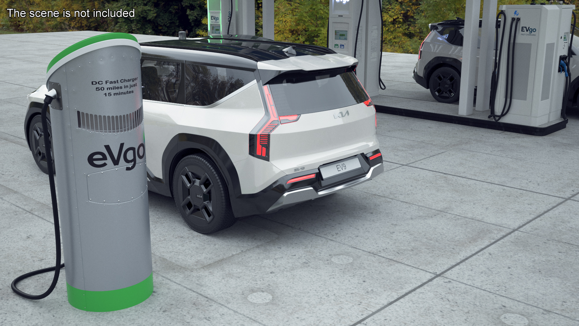 KIA EV9 SUV at Electric Car Charging Station 3D model