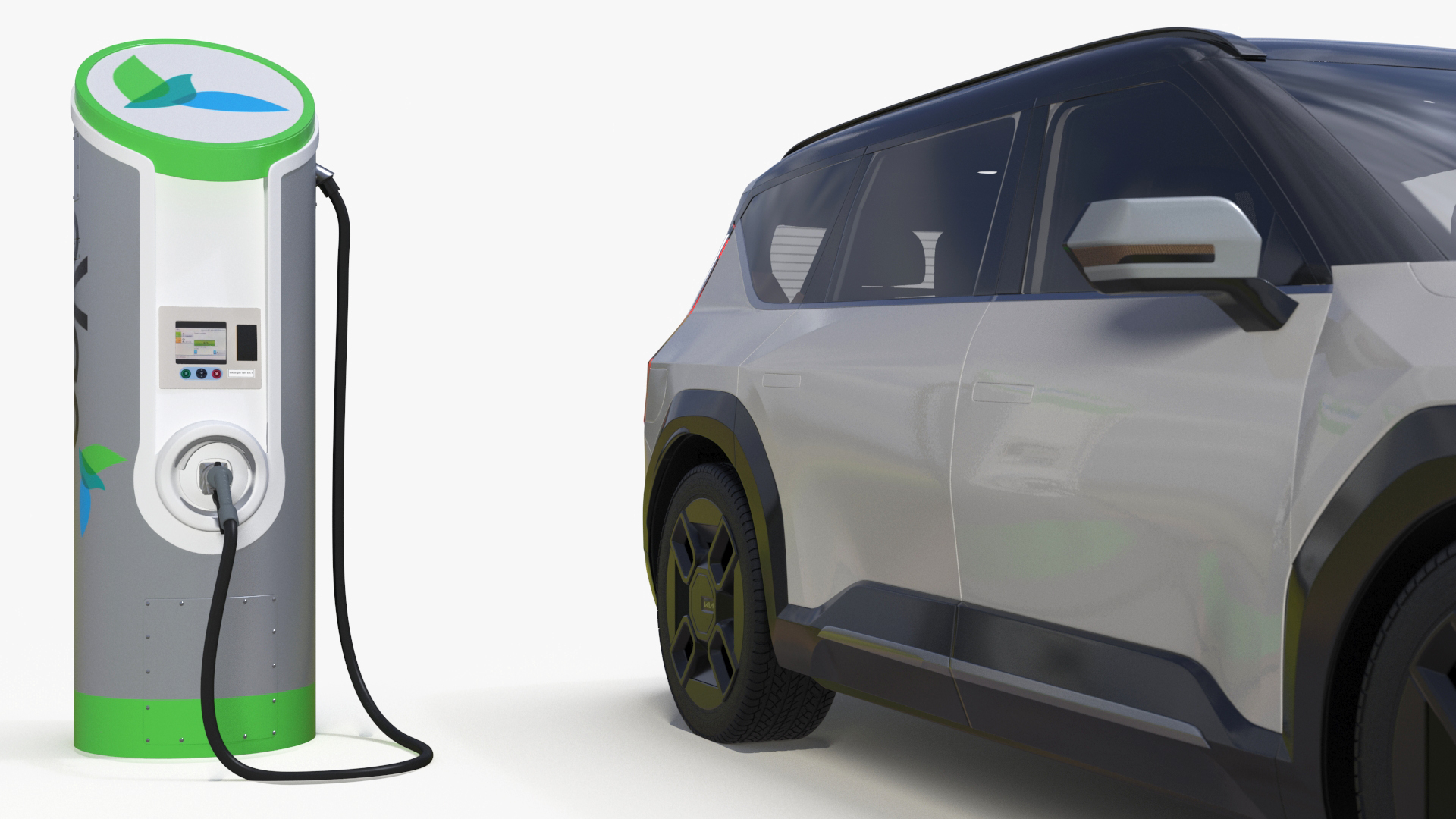 KIA EV9 SUV at Electric Car Charging Station 3D model