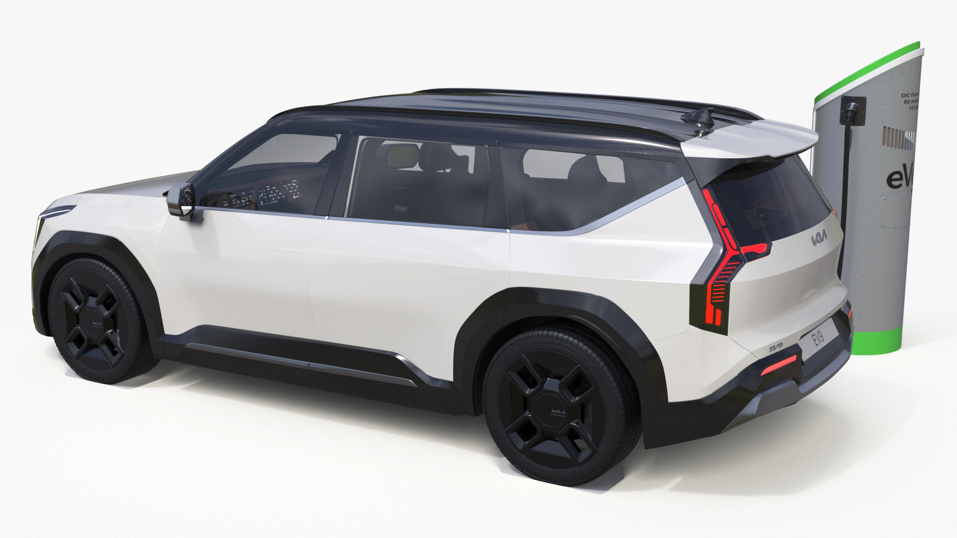 KIA EV9 SUV at Electric Car Charging Station 3D model