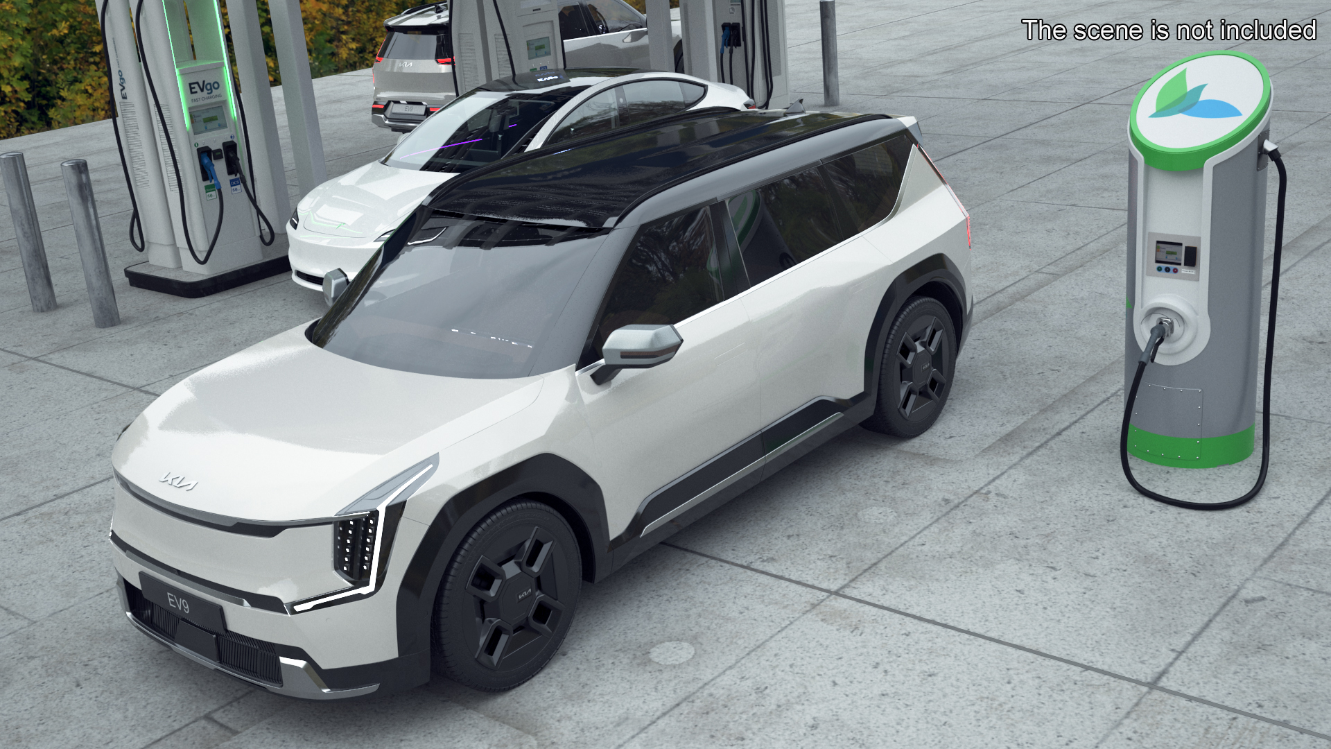 KIA EV9 SUV at Electric Car Charging Station 3D model