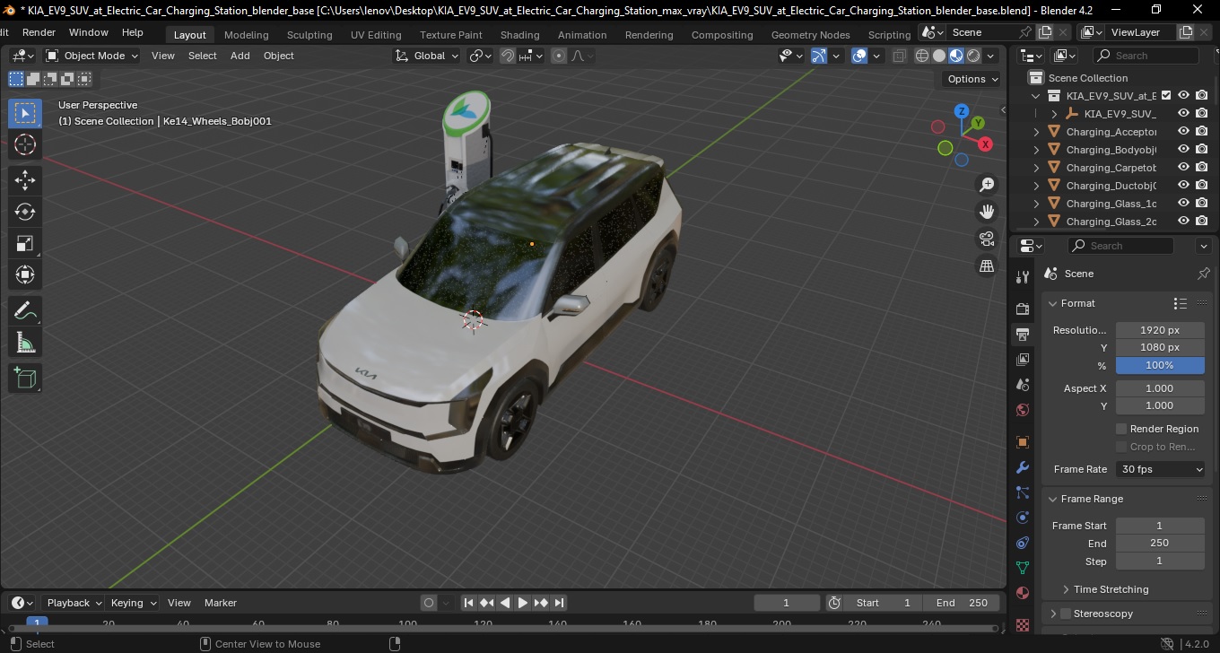 KIA EV9 SUV at Electric Car Charging Station 3D model