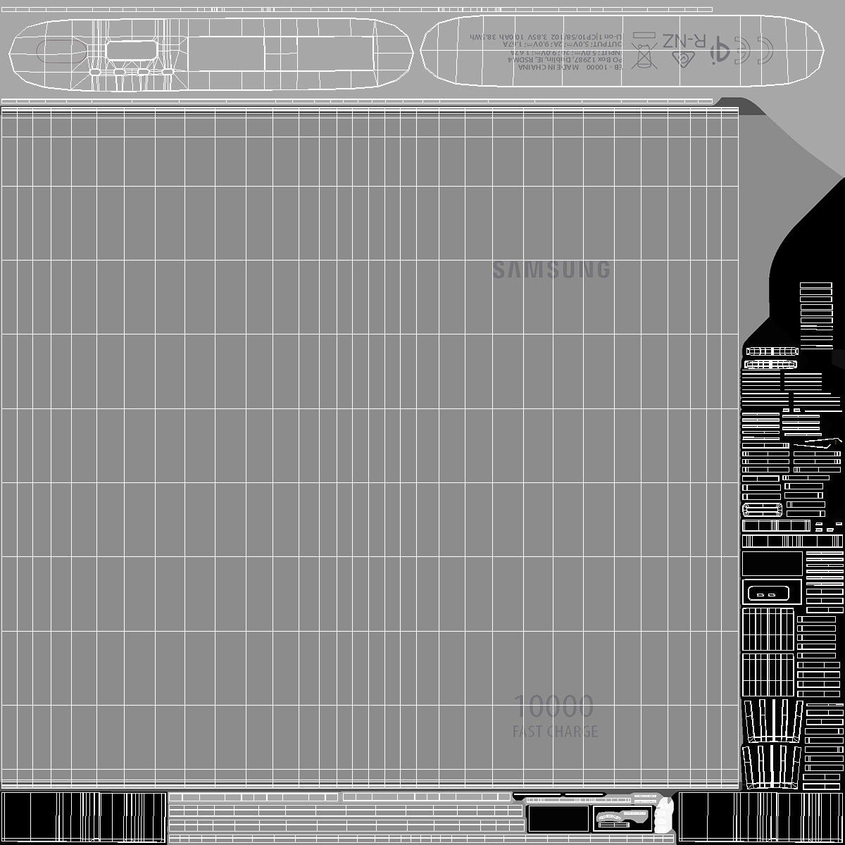 3D Samsung Battery Pack 10000mAh Silver