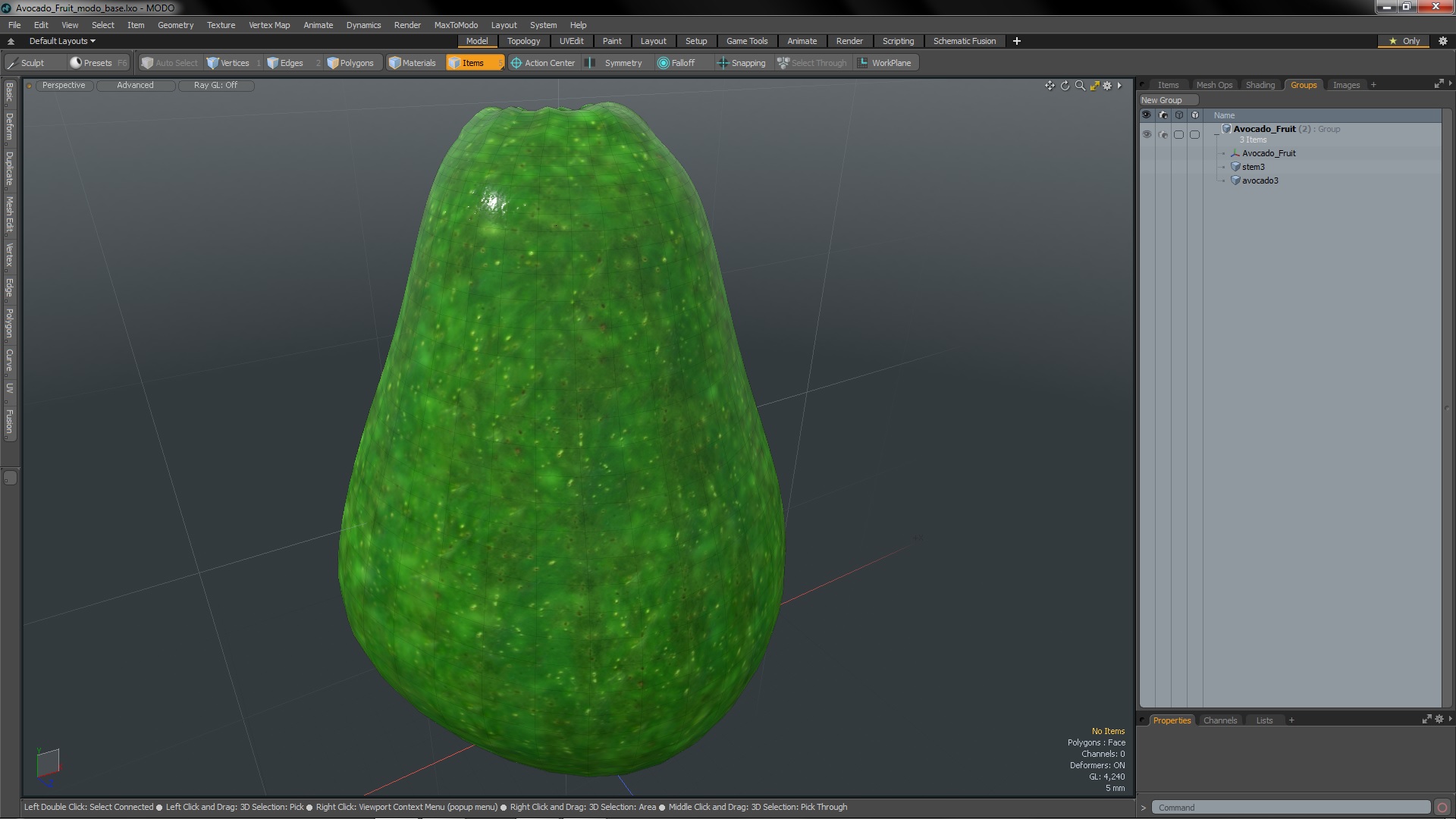 3D Avocado Fruit model