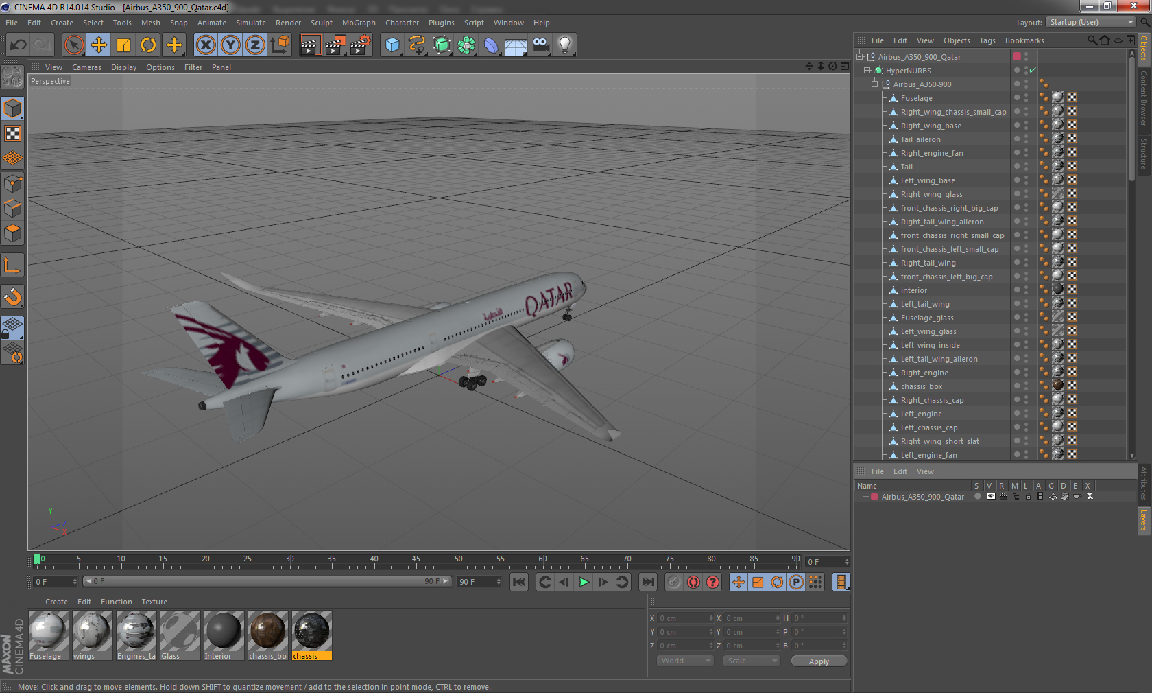 3D Airbus A350 900 Qatar