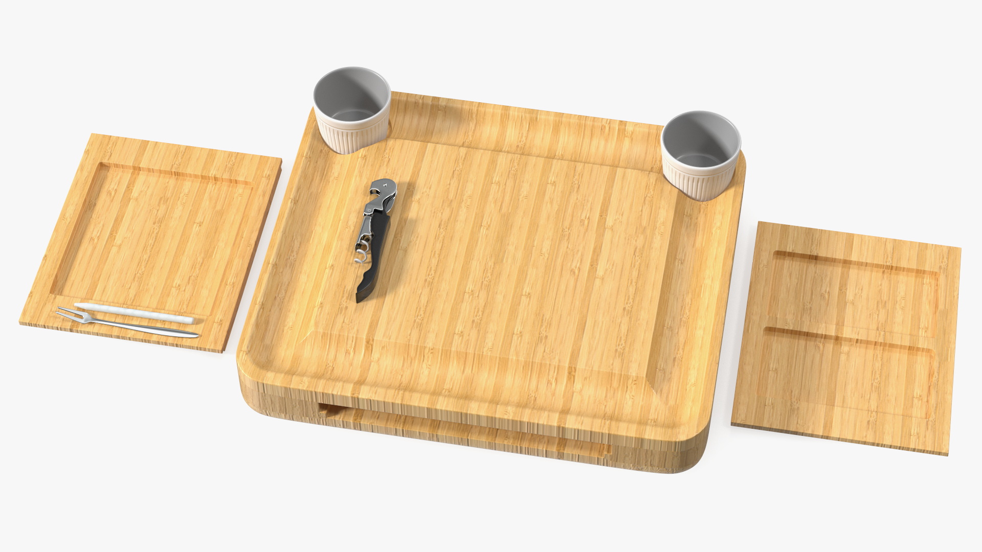 Bamboo Charcuterie Boards Set 3D model