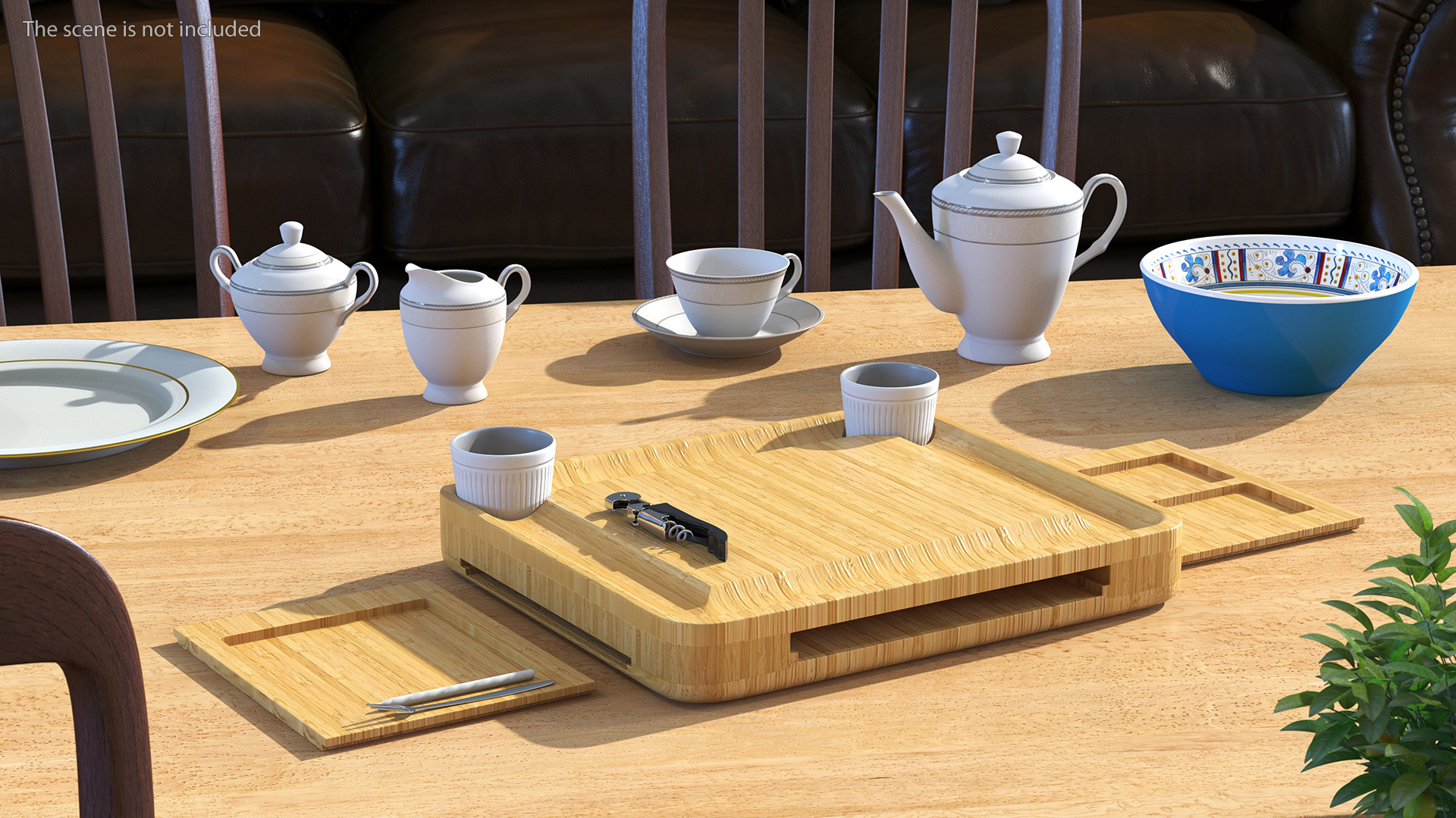 Bamboo Charcuterie Boards Set 3D model