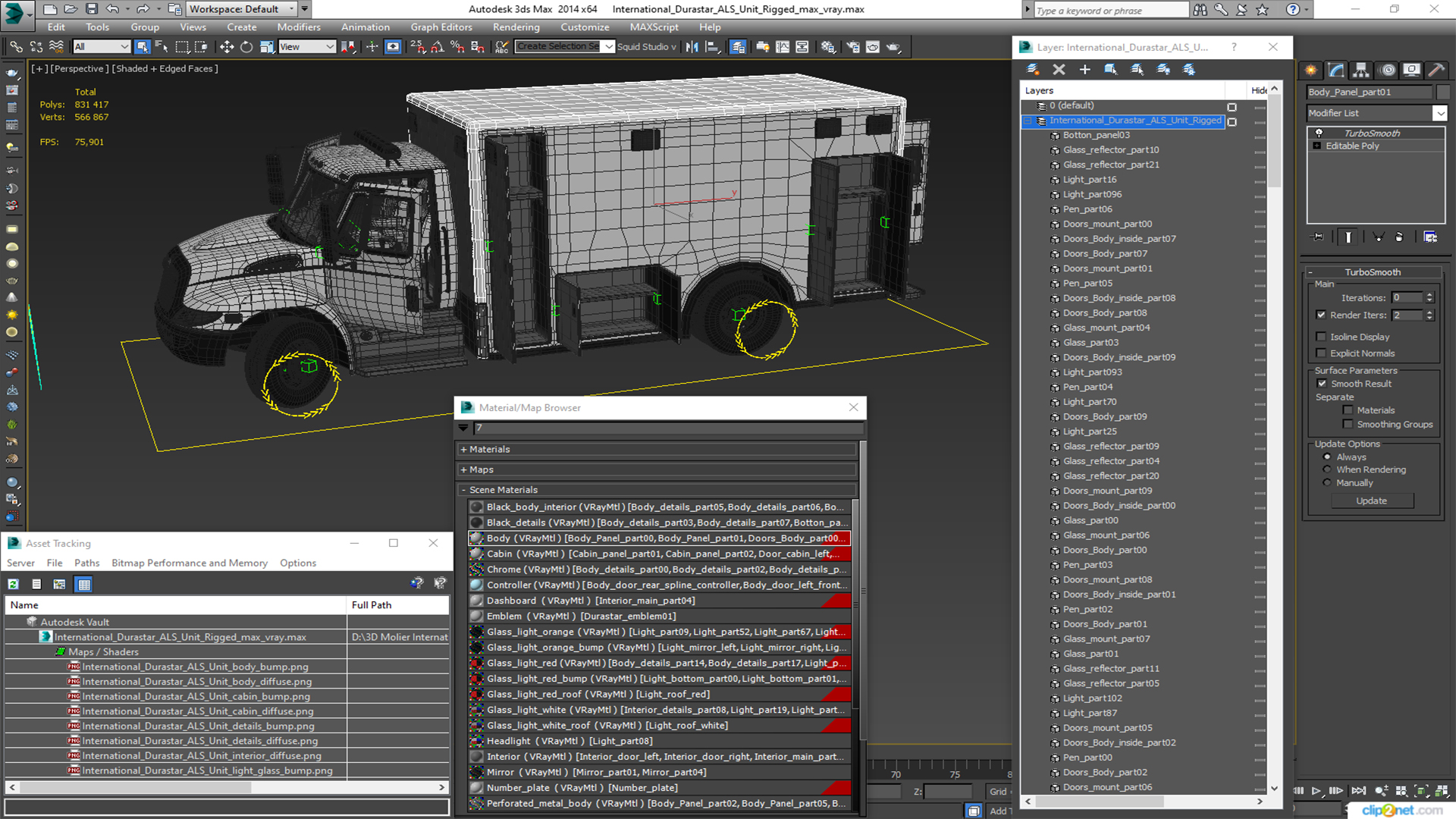 International Durastar ALS Unit Rigged for Maya 3D