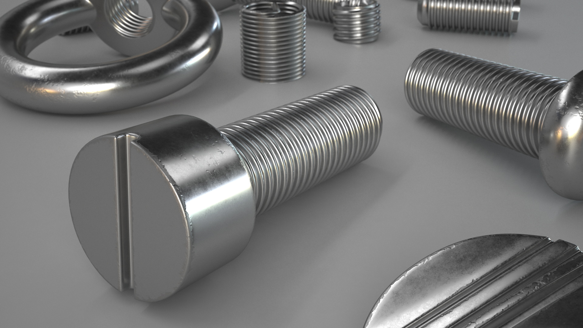 3D Chromed Steel Screw Kit model