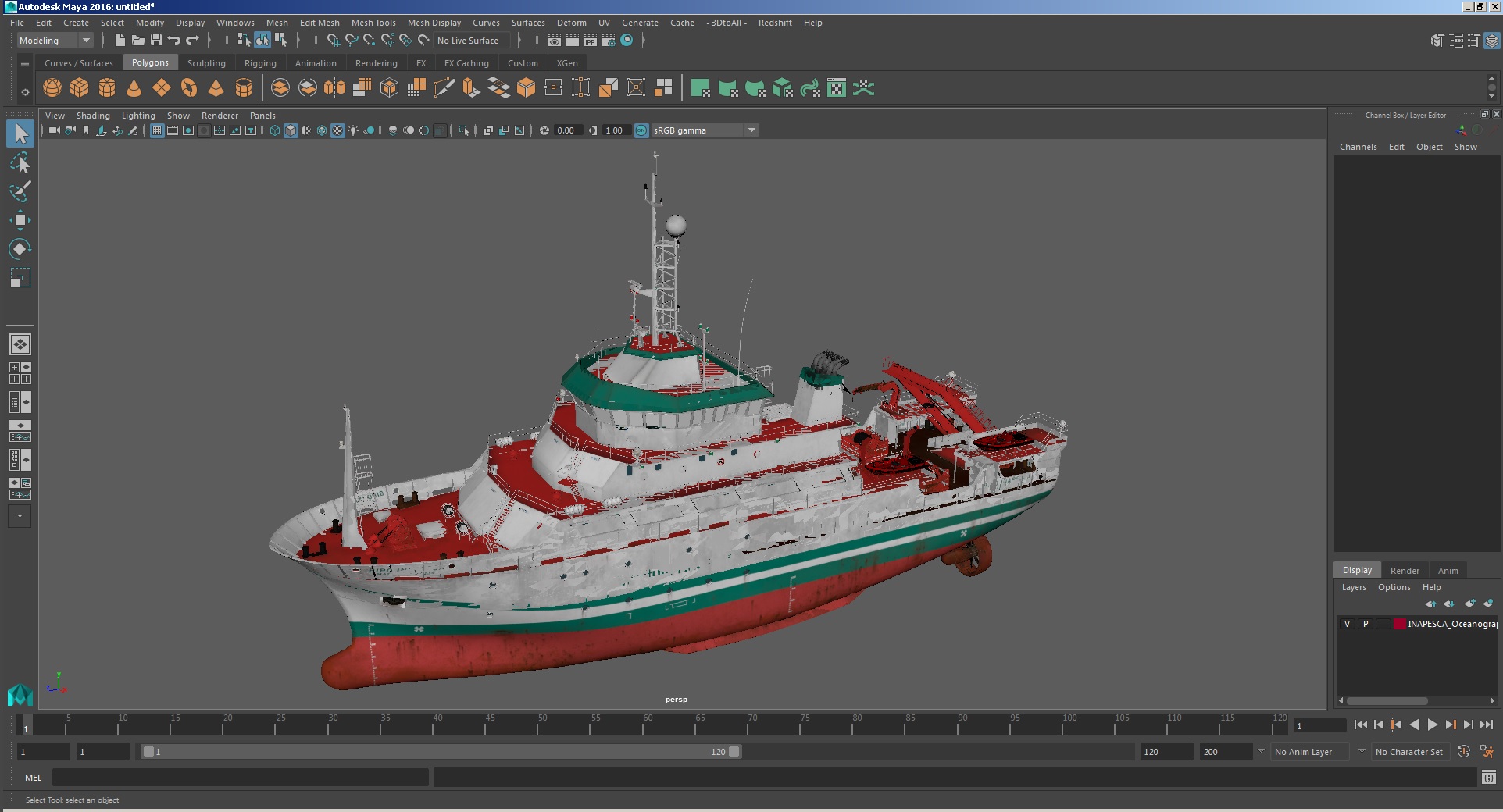 3D INAPESCA Oceanographic Research Vessel model