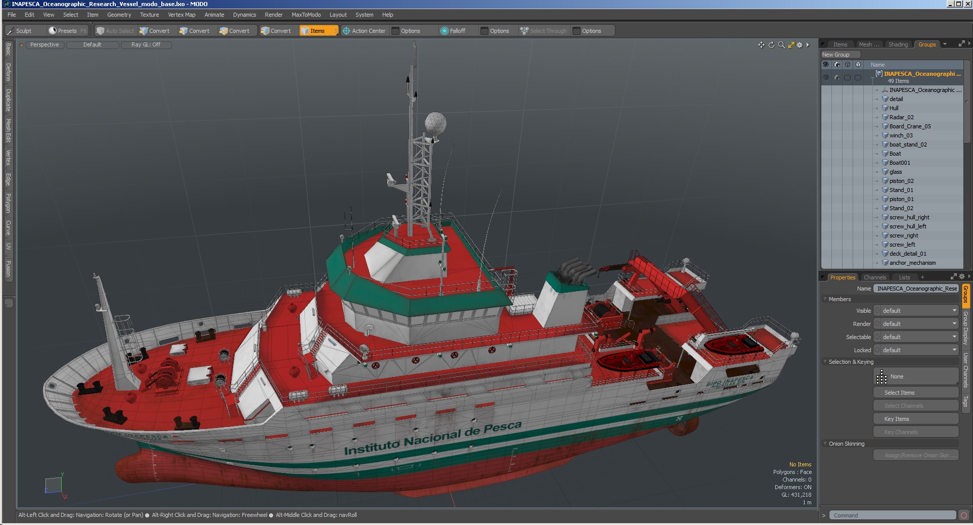 3D INAPESCA Oceanographic Research Vessel model