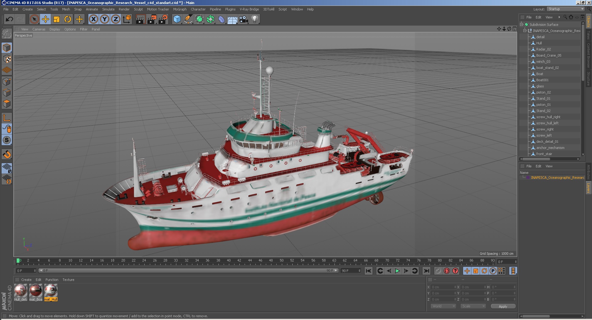 3D INAPESCA Oceanographic Research Vessel model