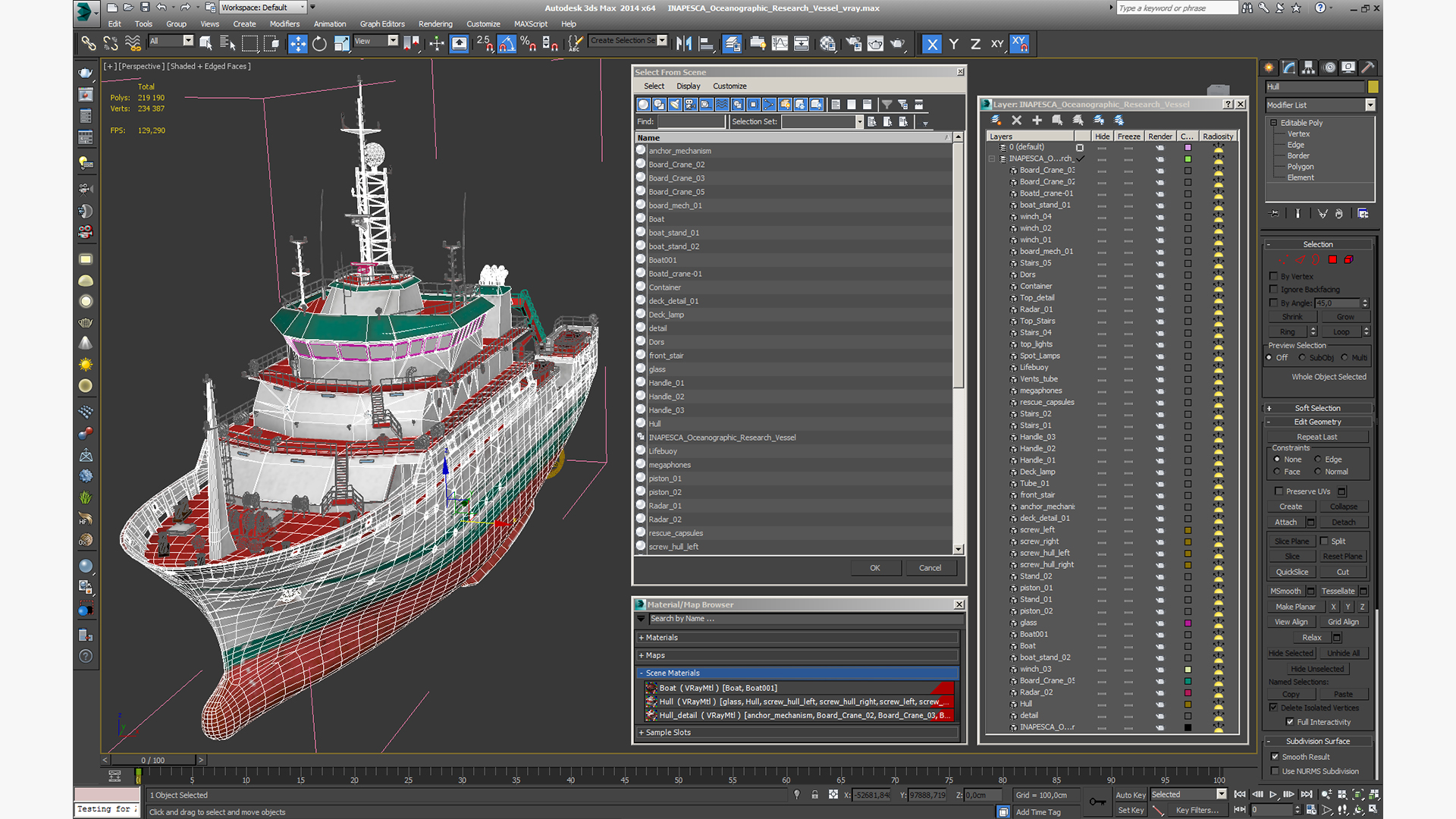 3D INAPESCA Oceanographic Research Vessel model