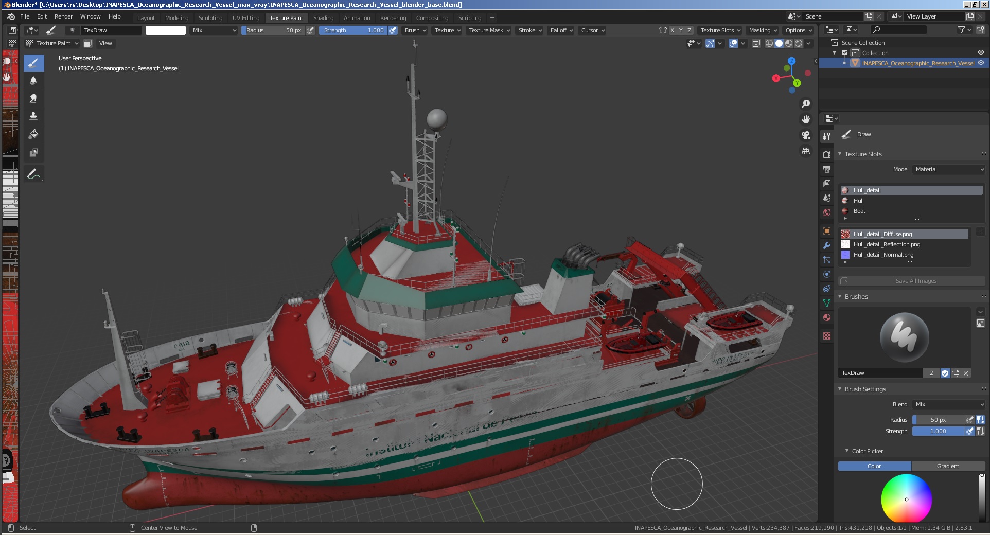 3D INAPESCA Oceanographic Research Vessel model