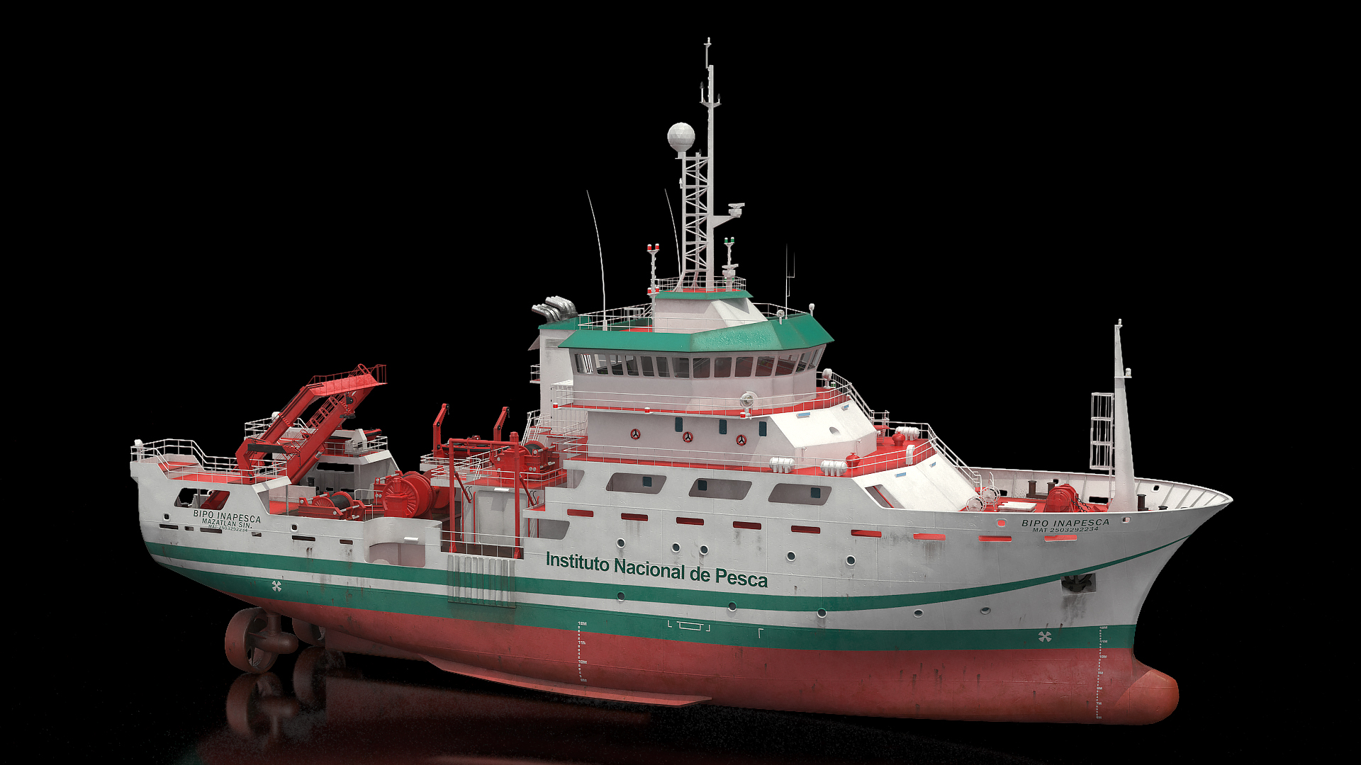 3D INAPESCA Oceanographic Research Vessel model