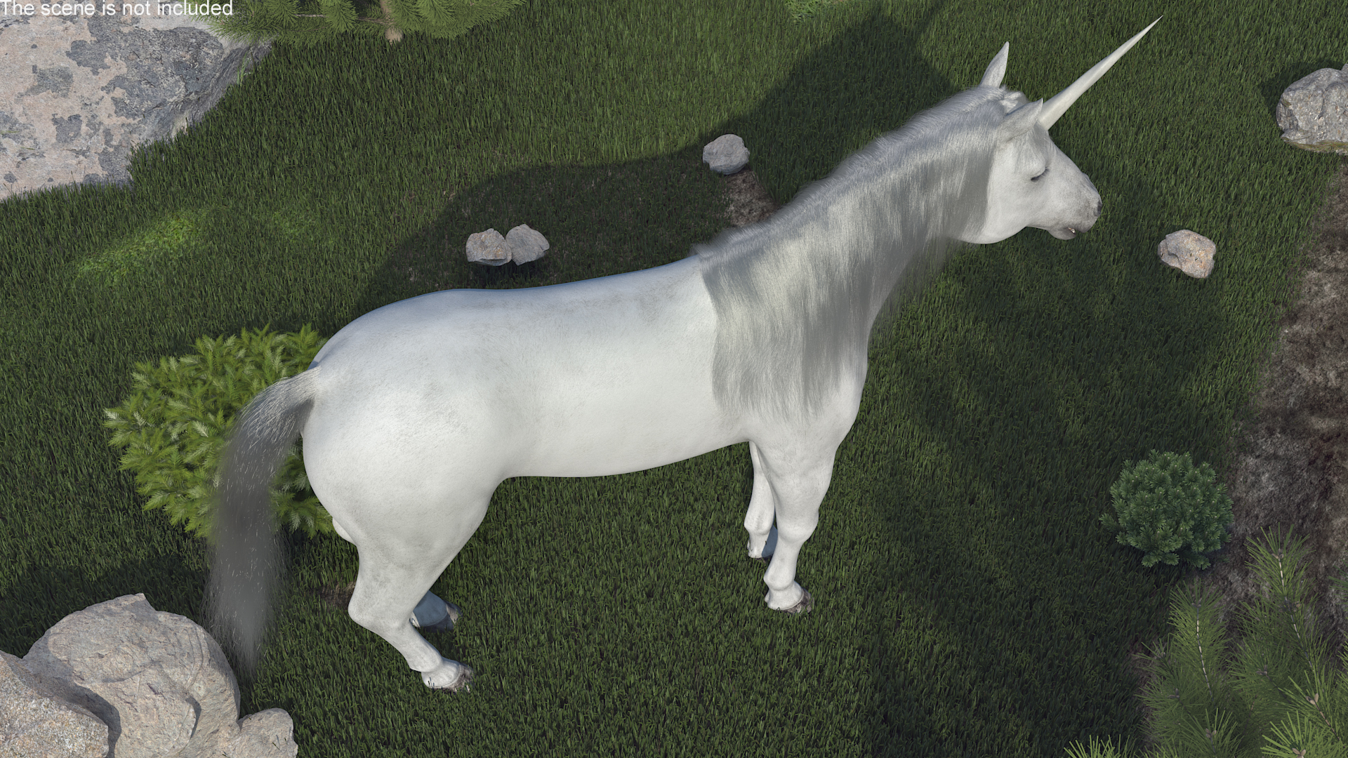 White Unicorn with Fur 3D