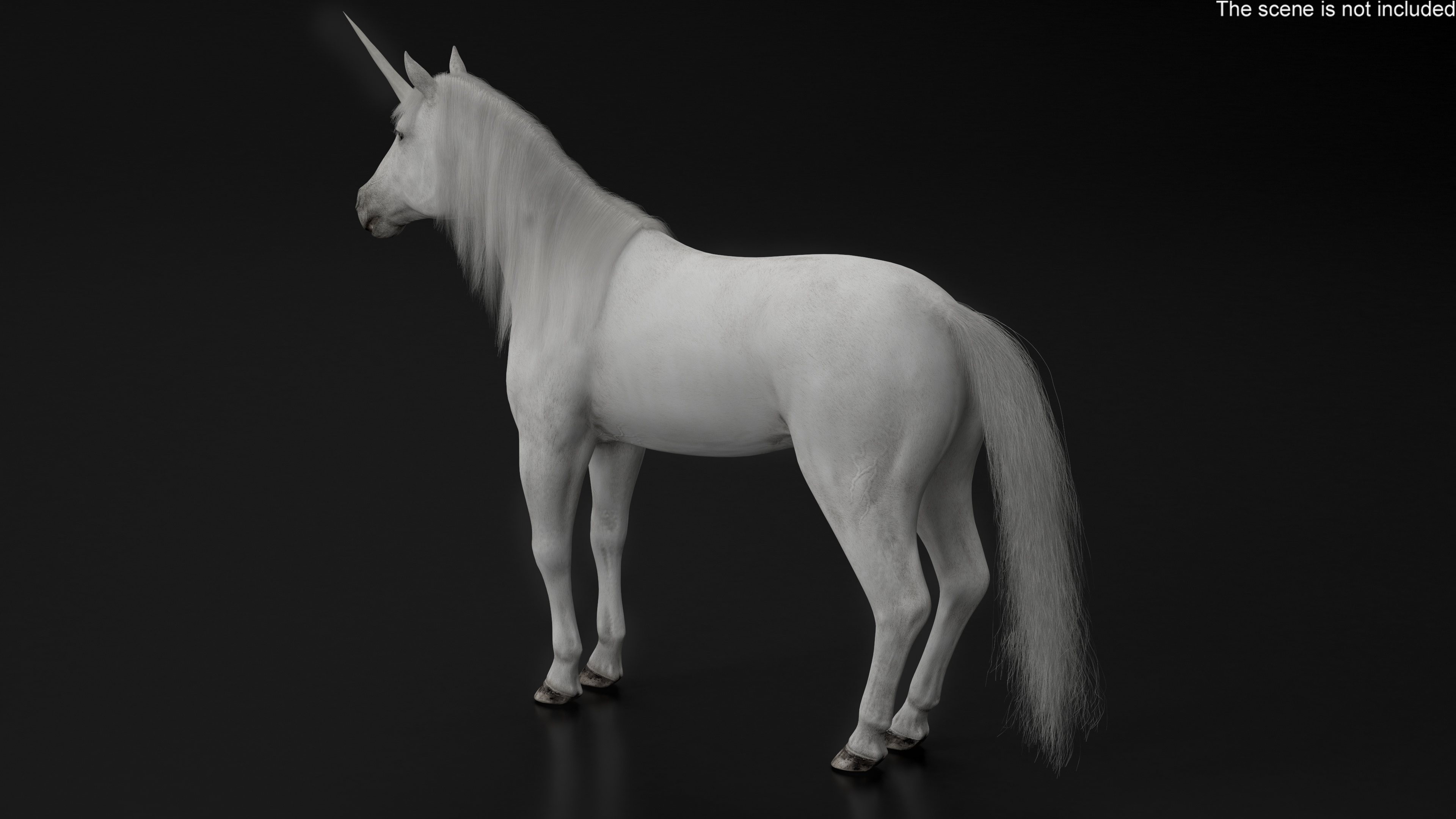 White Unicorn with Fur 3D