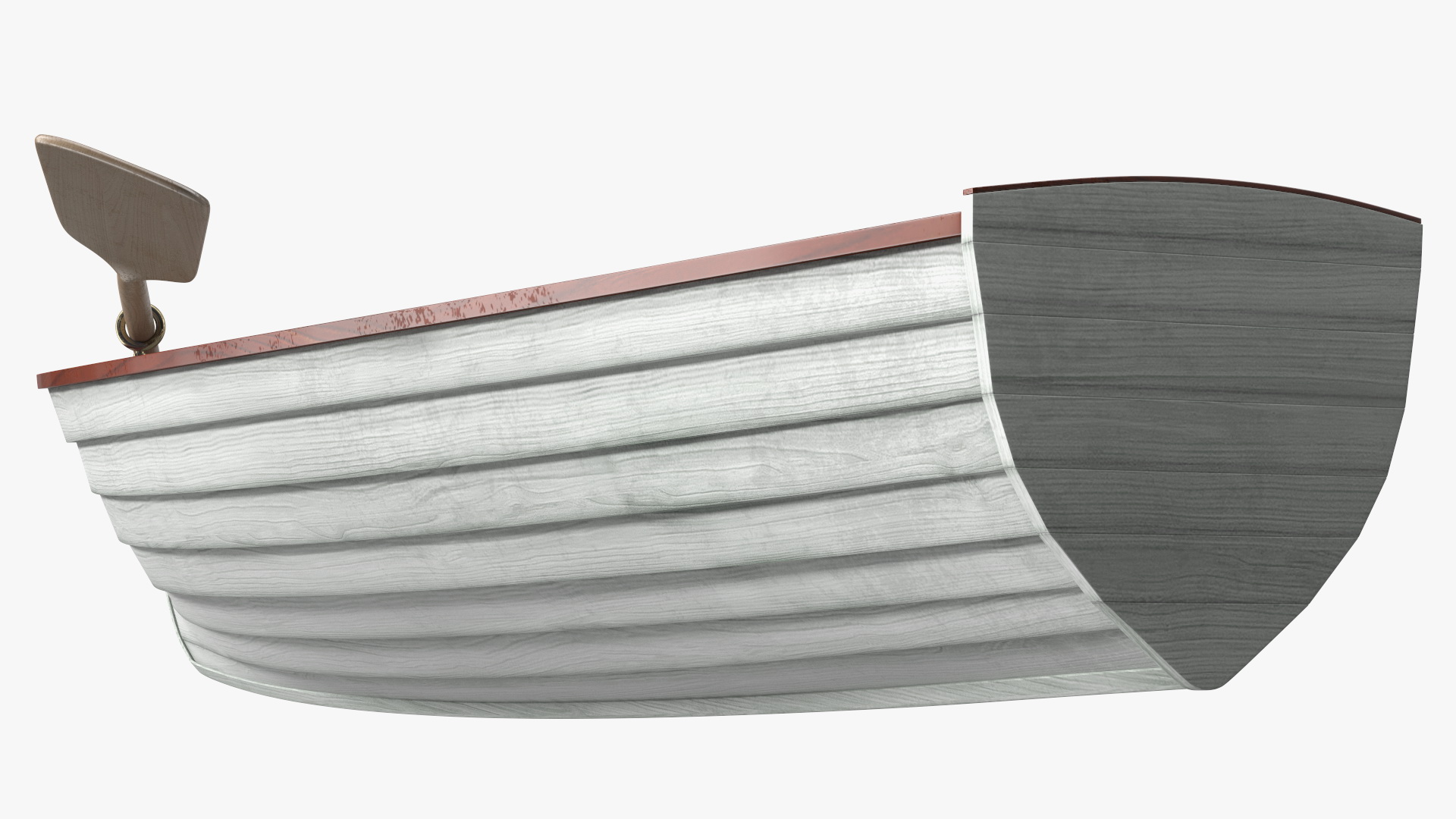 Wooden Rowboat with Oars 3D model