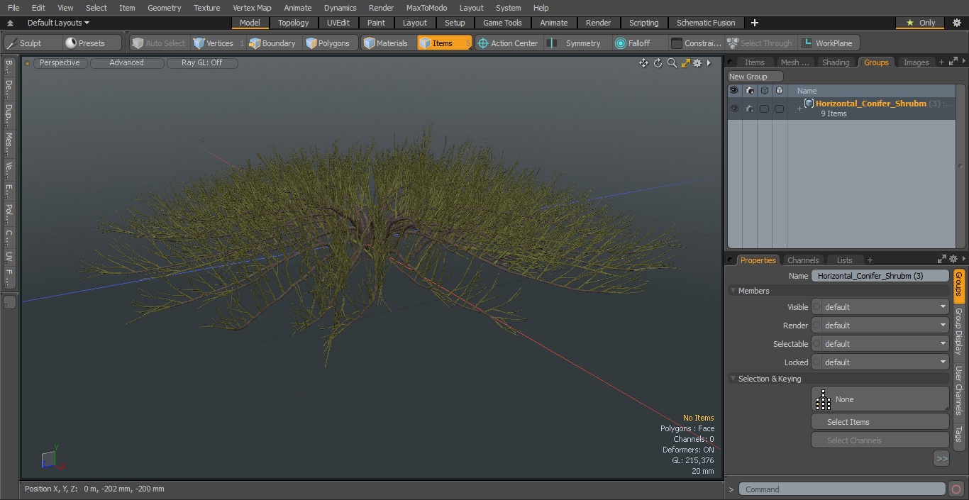 Horizontal Conifer Shrub 3D model