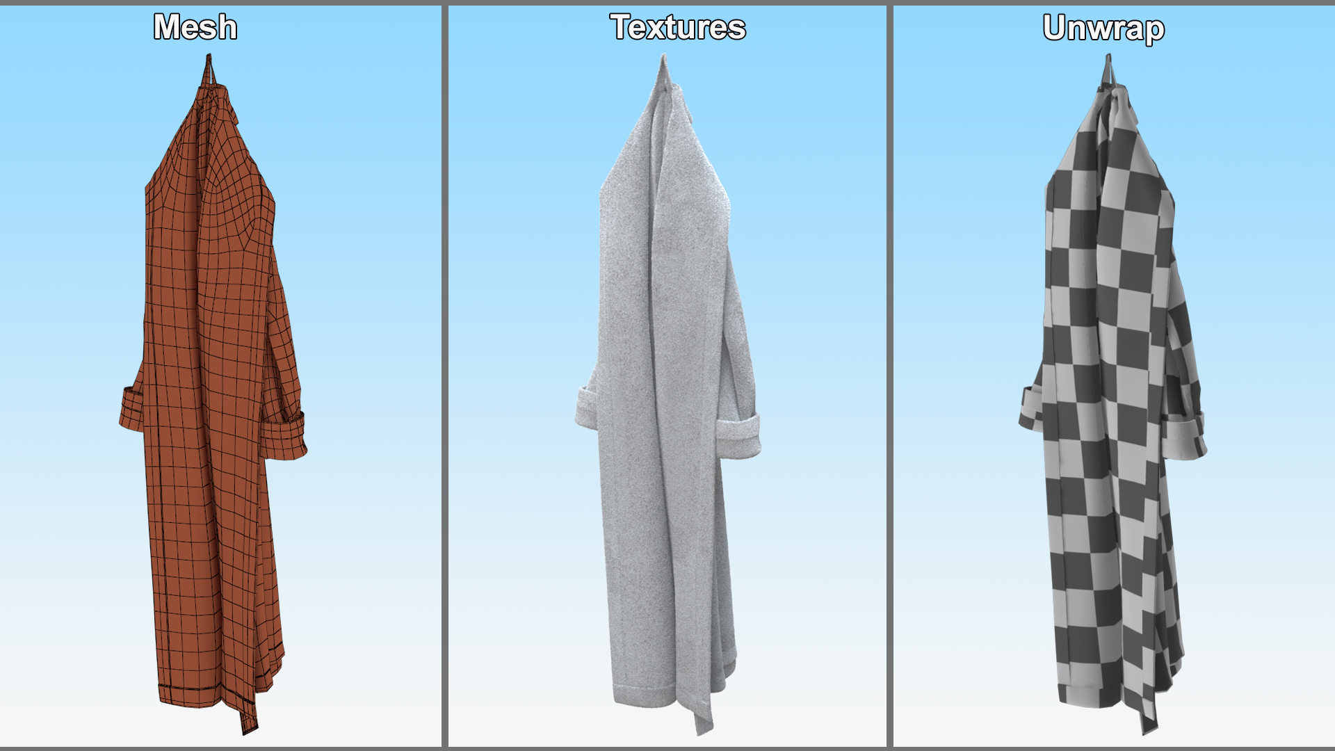 3D Hooked Bathrobe White