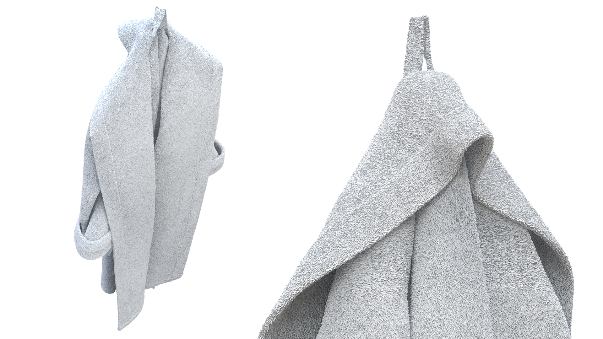 3D Hooked Bathrobe White