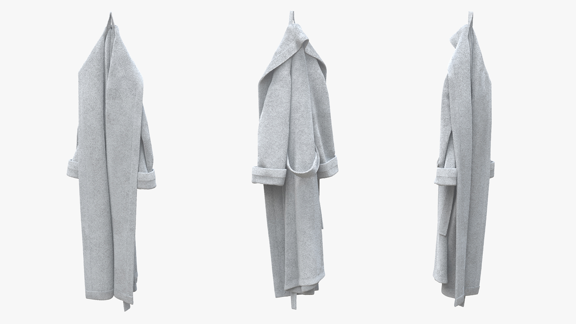 3D Hooked Bathrobe White