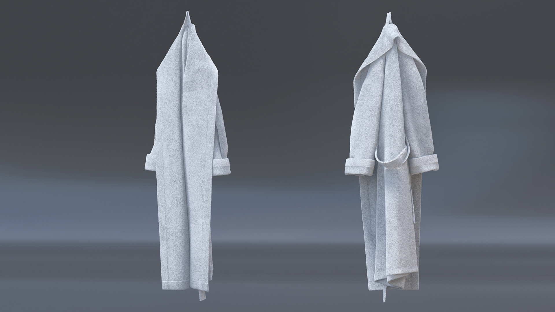 3D Hooked Bathrobe White