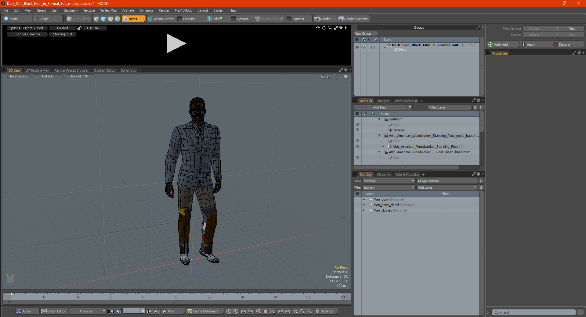 Dark Skin Black Man in Formal Suit 3D model