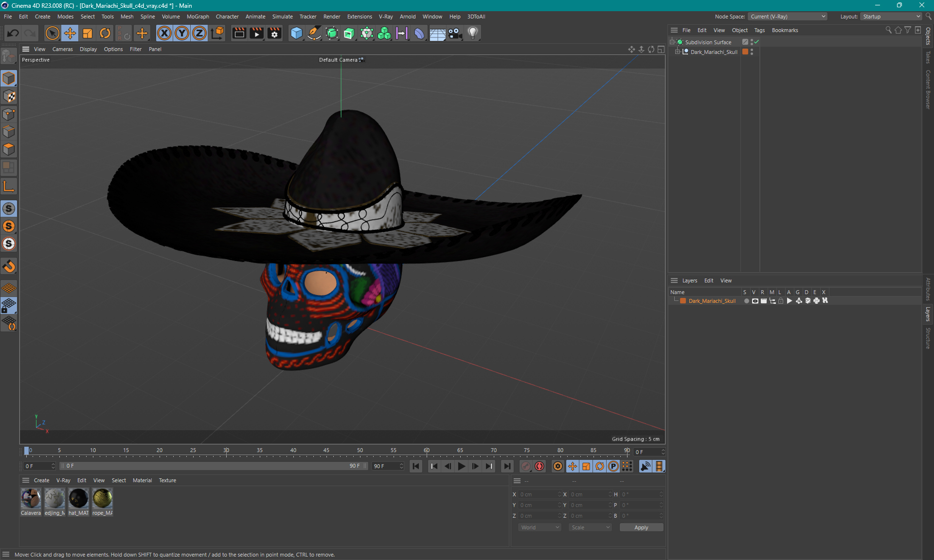 Dark Mariachi Skull 3D model