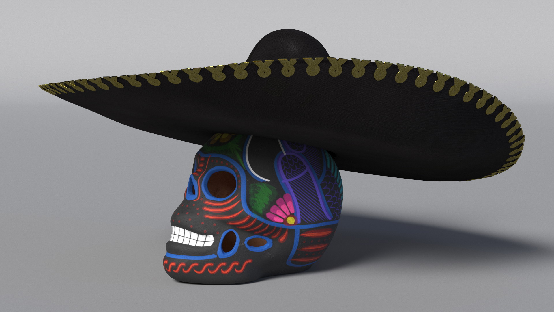 Dark Mariachi Skull 3D model