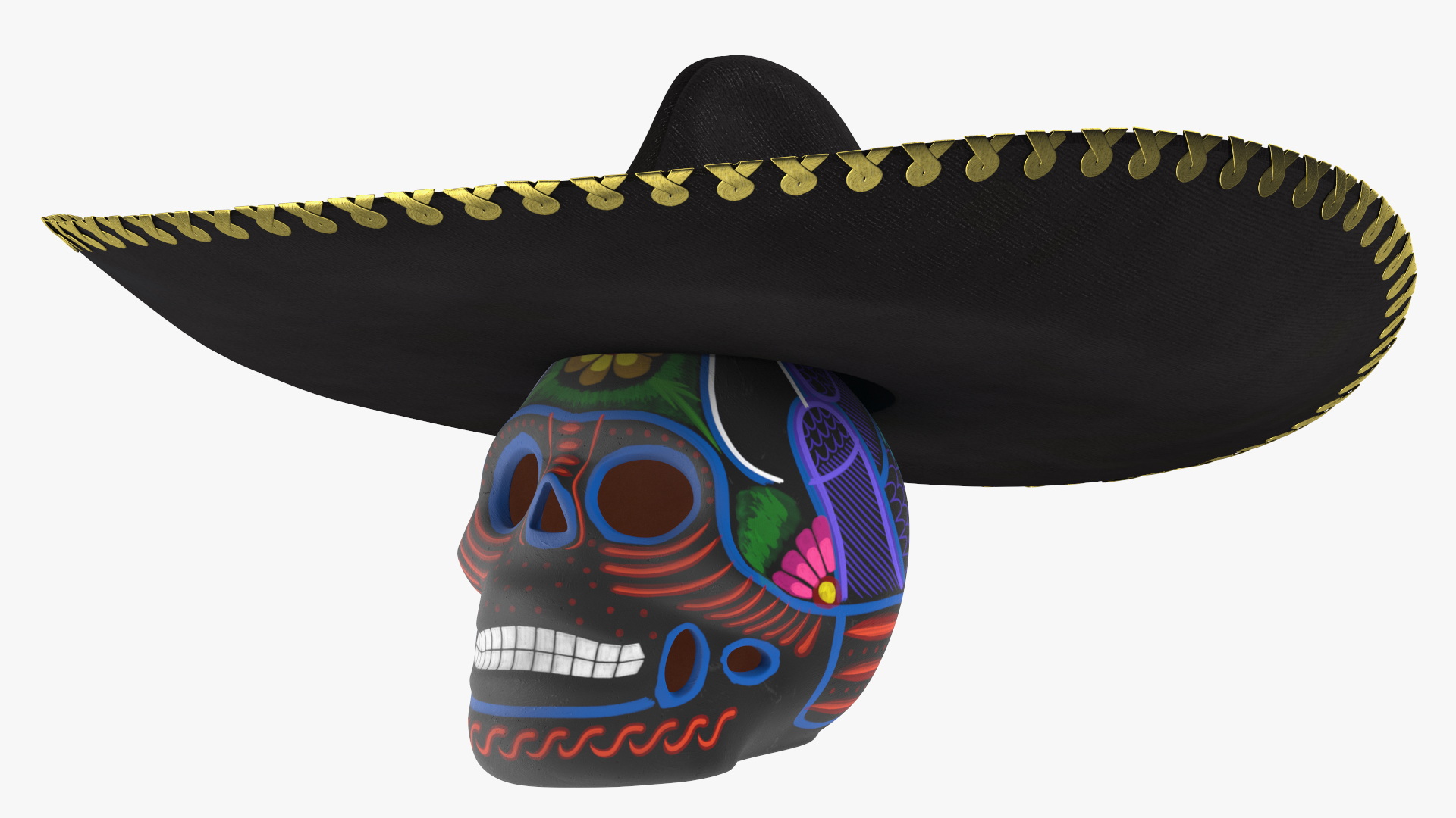 Dark Mariachi Skull 3D model