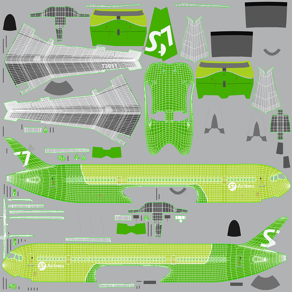 MC 21 S7 Airlines Rigged 3D model