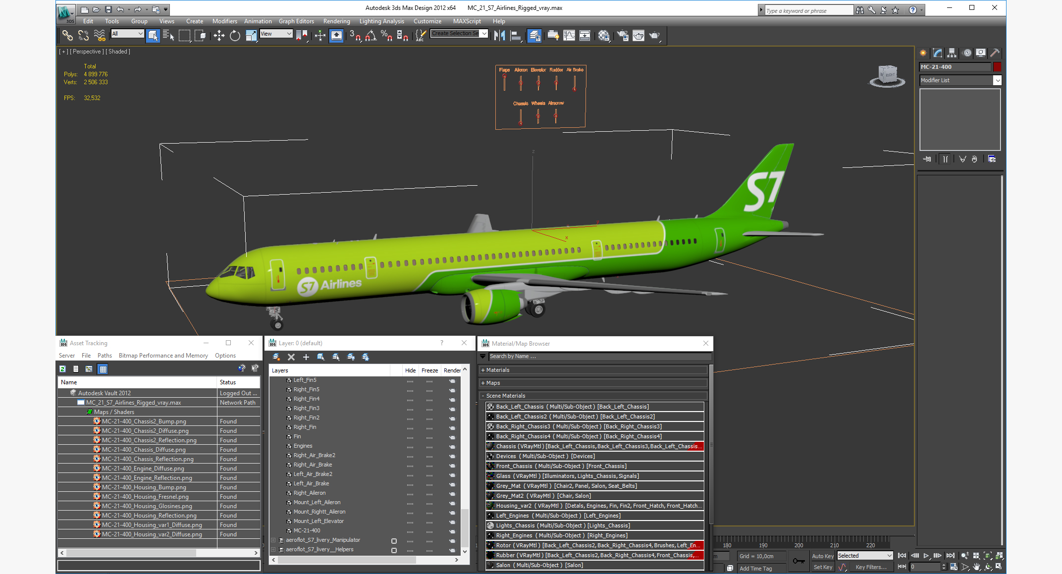 MC 21 S7 Airlines Rigged 3D model